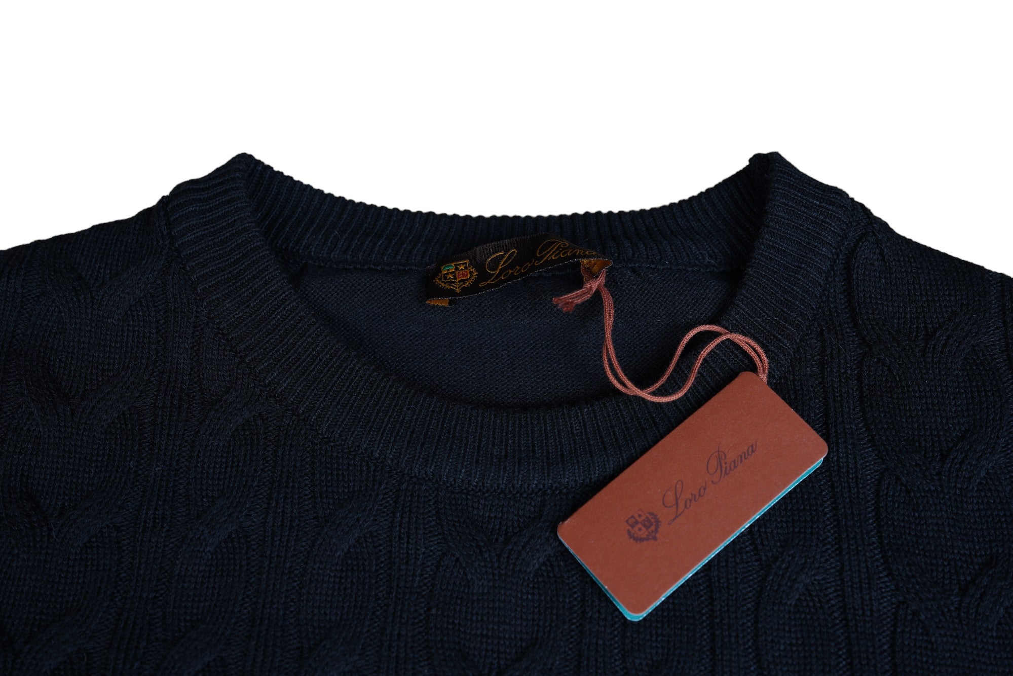 Loro Piana Pull-over Coton Câblé Marine M