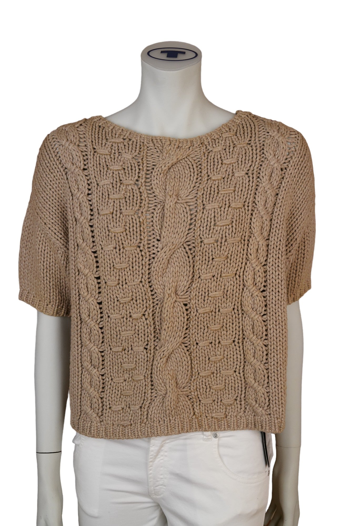 Brunello Cucinelli Dazzling Pull-over en maille torsadée avec détails en laiton