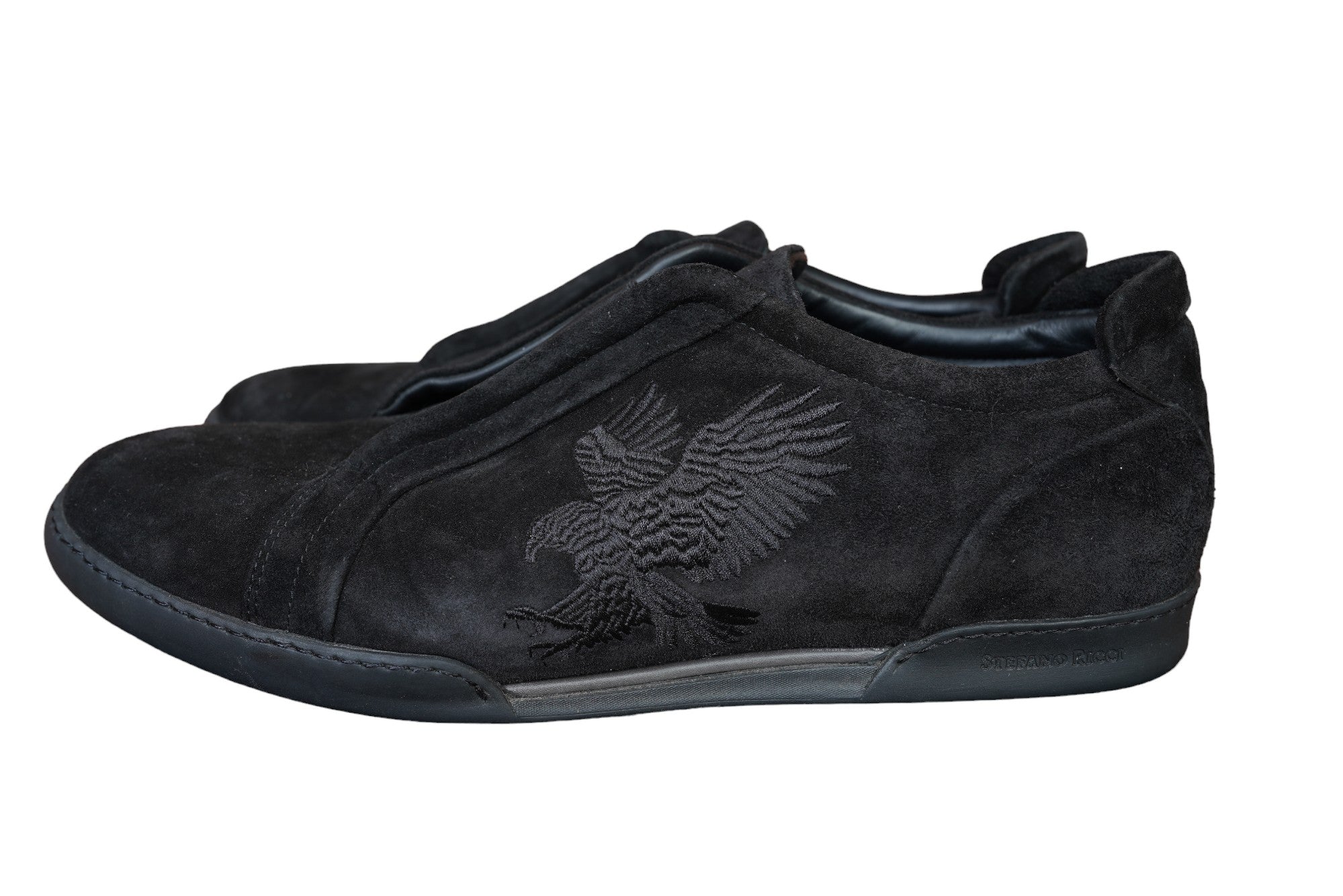 Stefano Ricci Baskets en daim 44 nouveau noir Adler Slip on