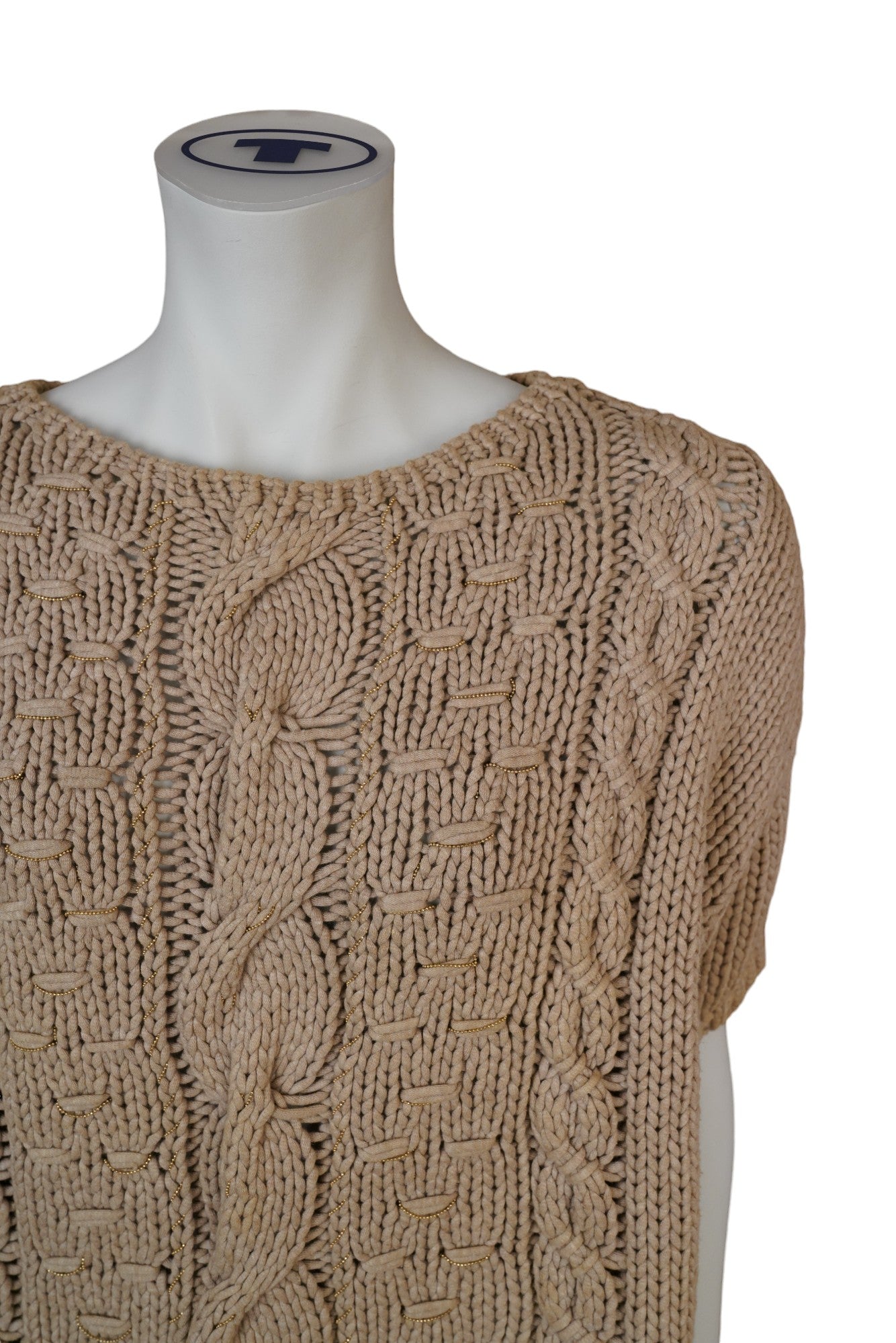 Brunello Cucinelli Dazzling Pull-over en maille torsadée avec détails en laiton