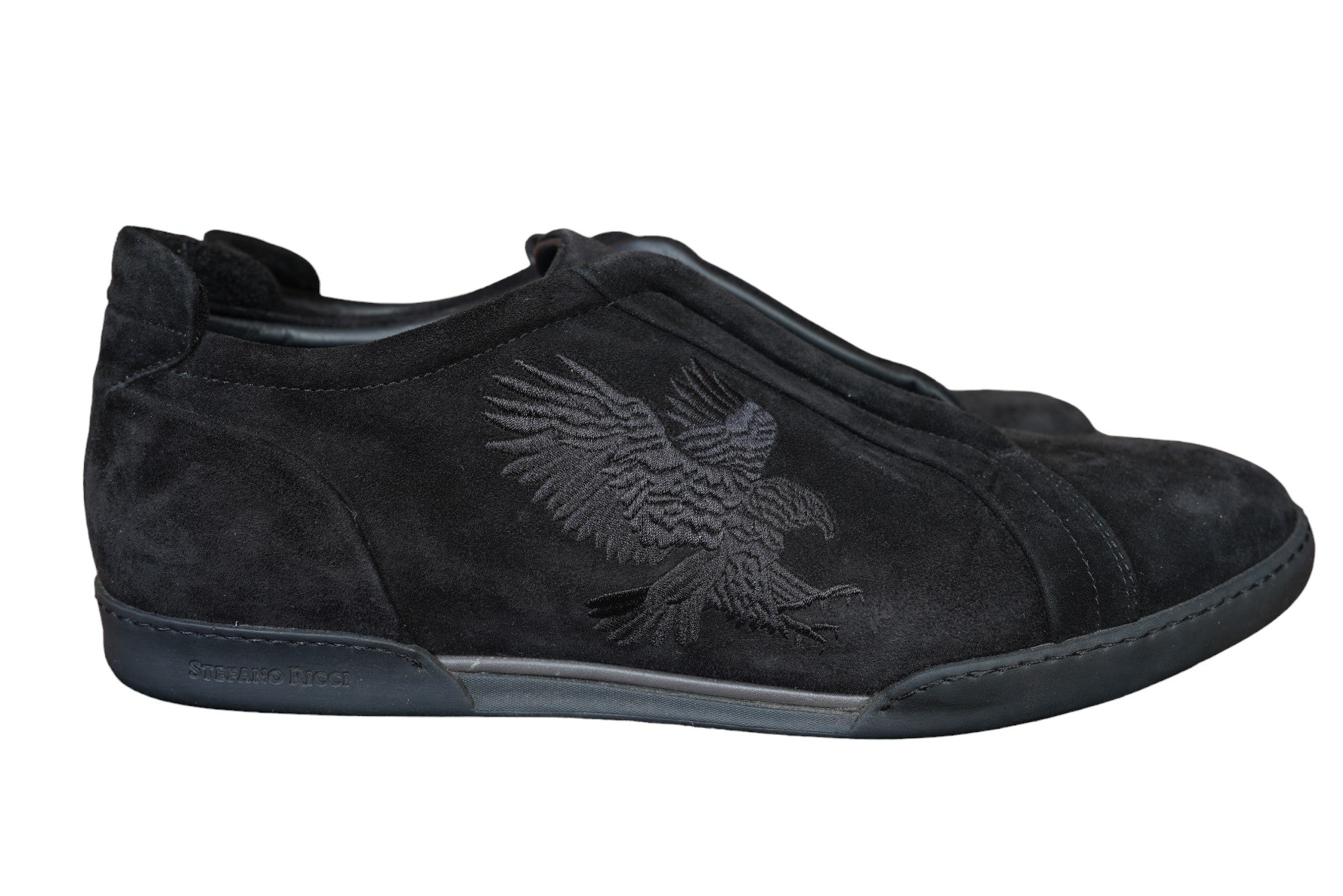 Stefano Ricci Baskets en daim 44 nouveau noir Adler Slip on