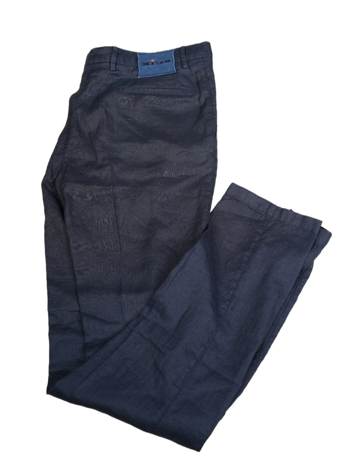 Kiton pantalon en lin noir nouveau 50 (34/35) avec le tissu à l'extérieur