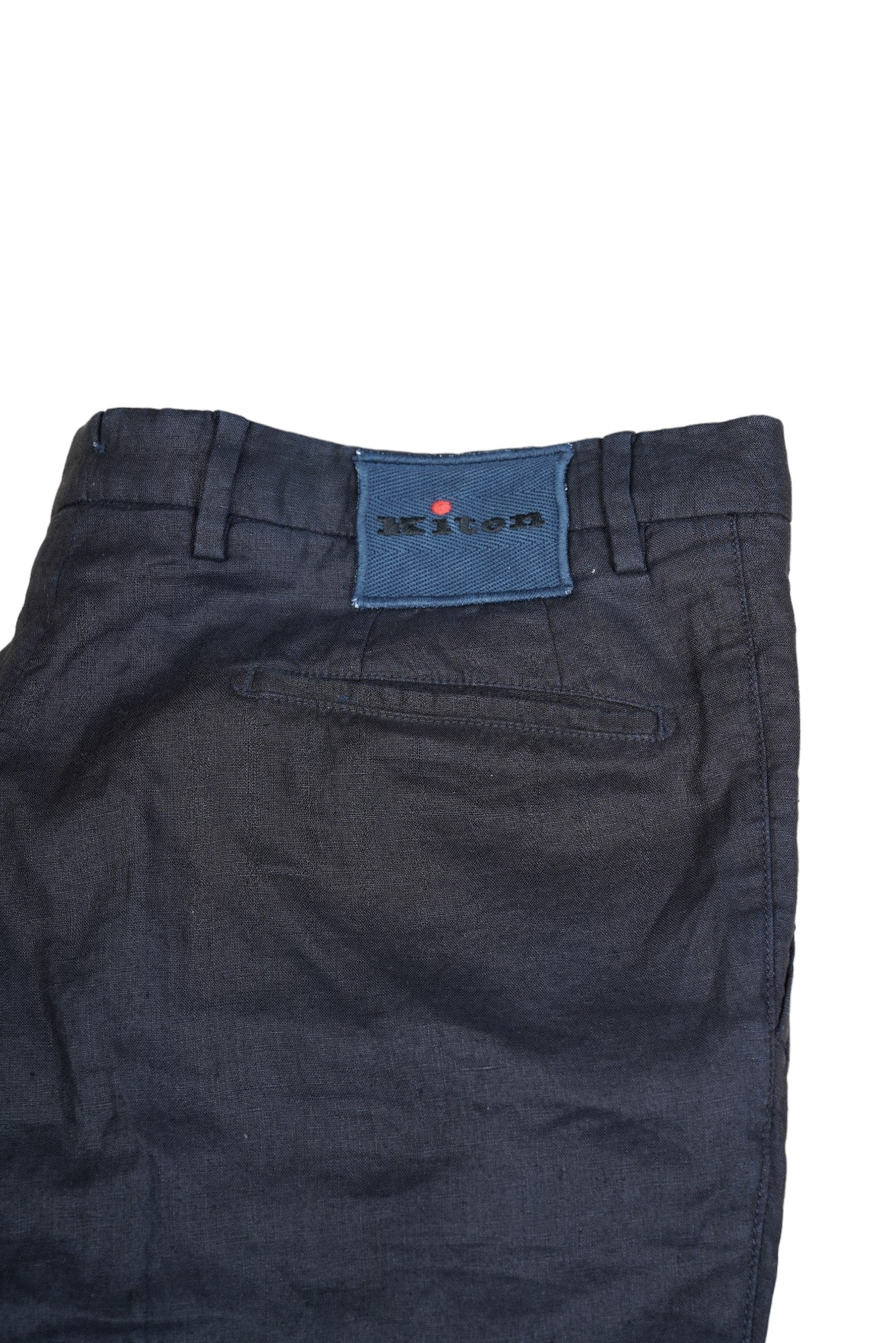 Kiton pantalon en lin noir nouveau 50 (34/35) avec le tissu à l'extérieur