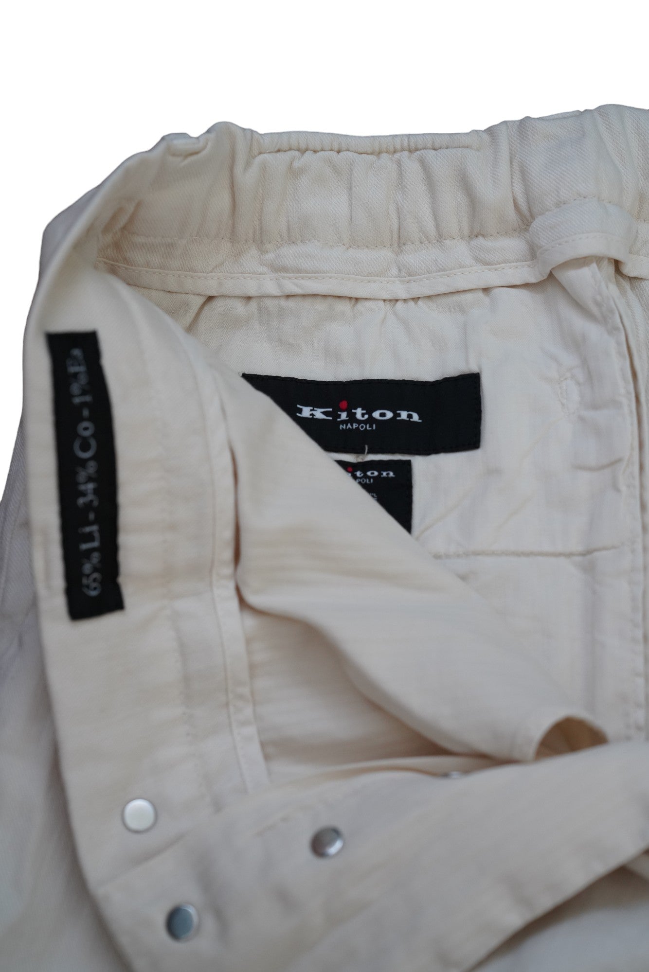 Kiton pantalon en lin avec du coton été beige clair