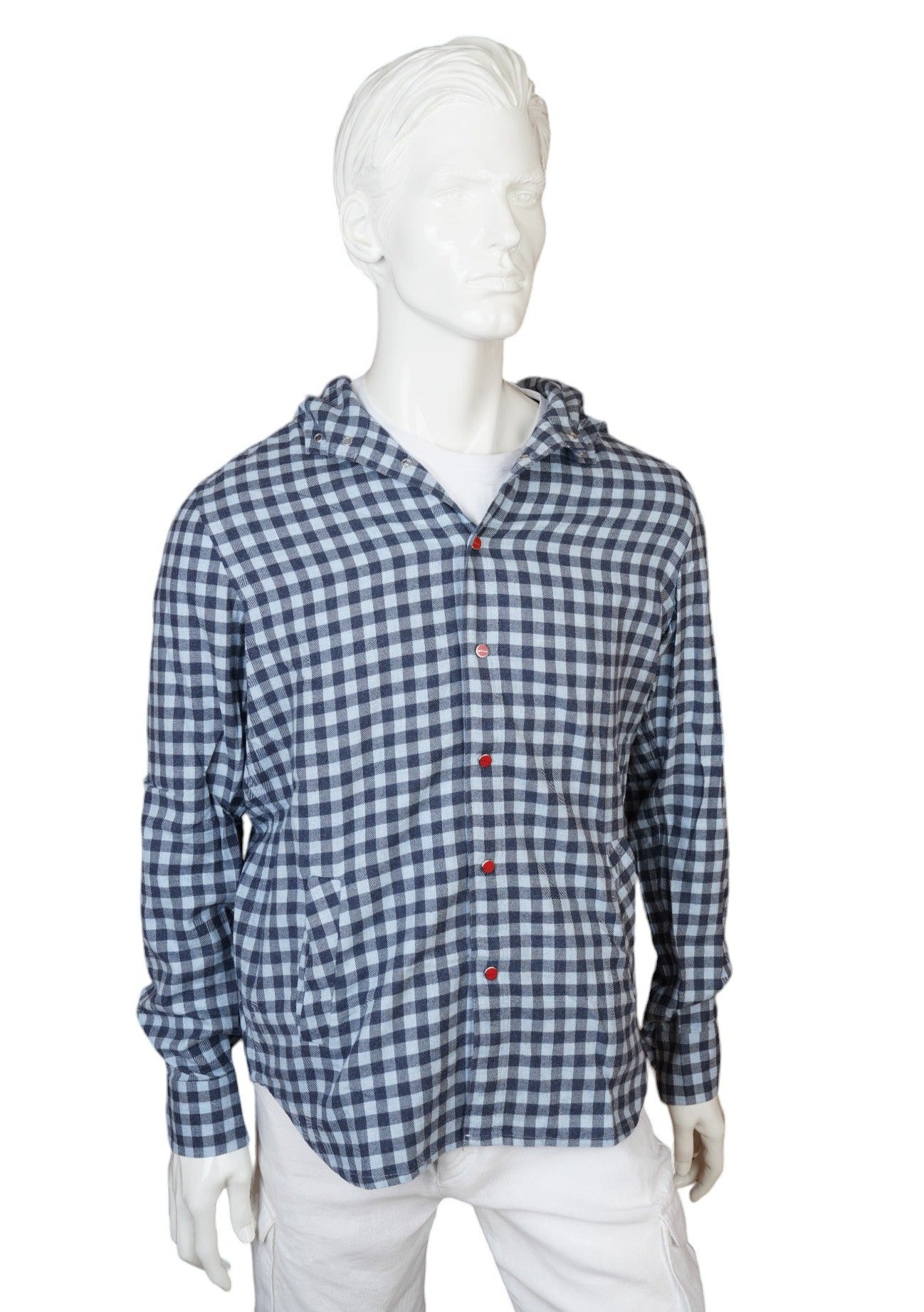 Kiton surchemise cachemire avec capuche bleu