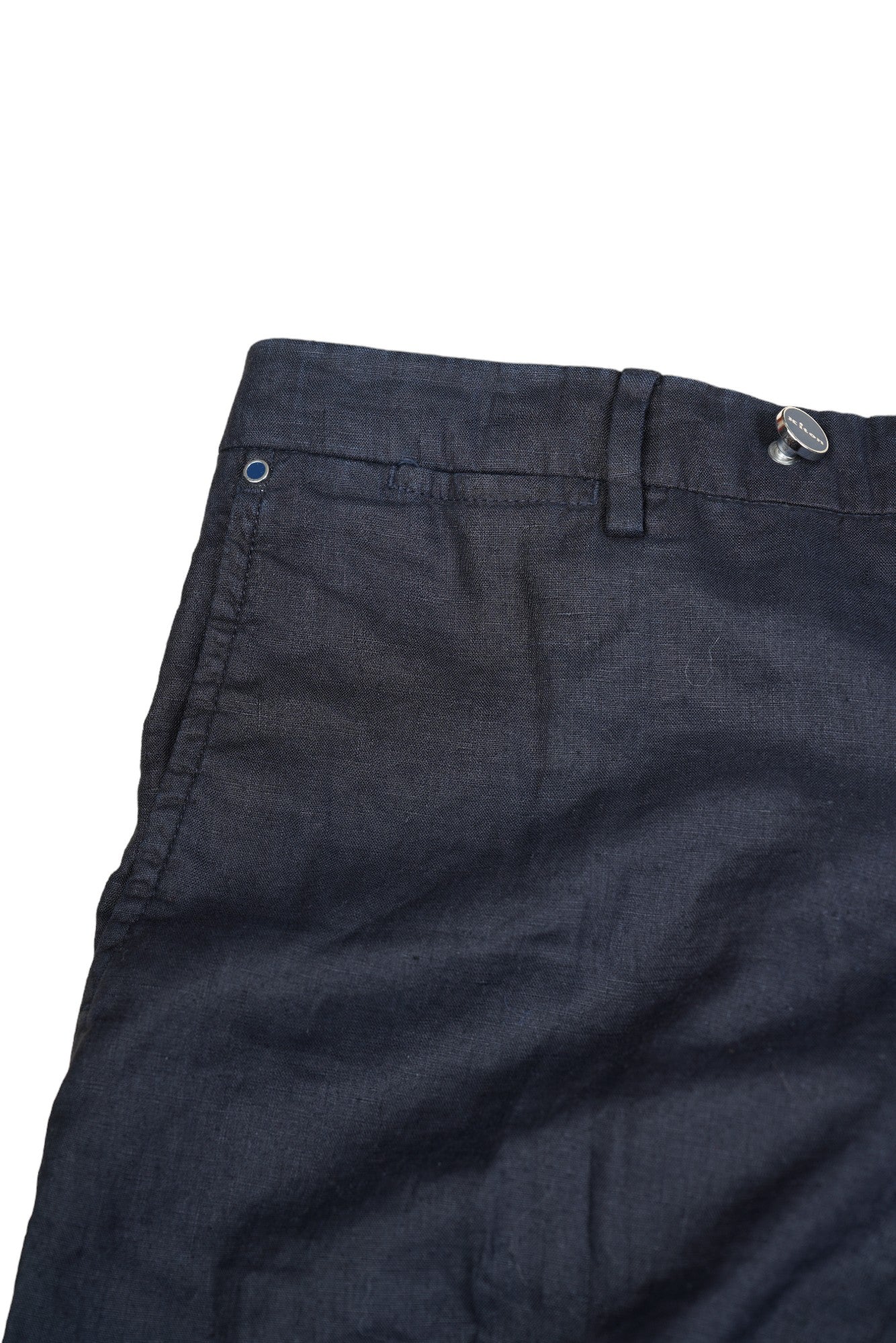 Kiton pantalon en lin noir nouveau 50 (34/35) avec le tissu à l'extérieur