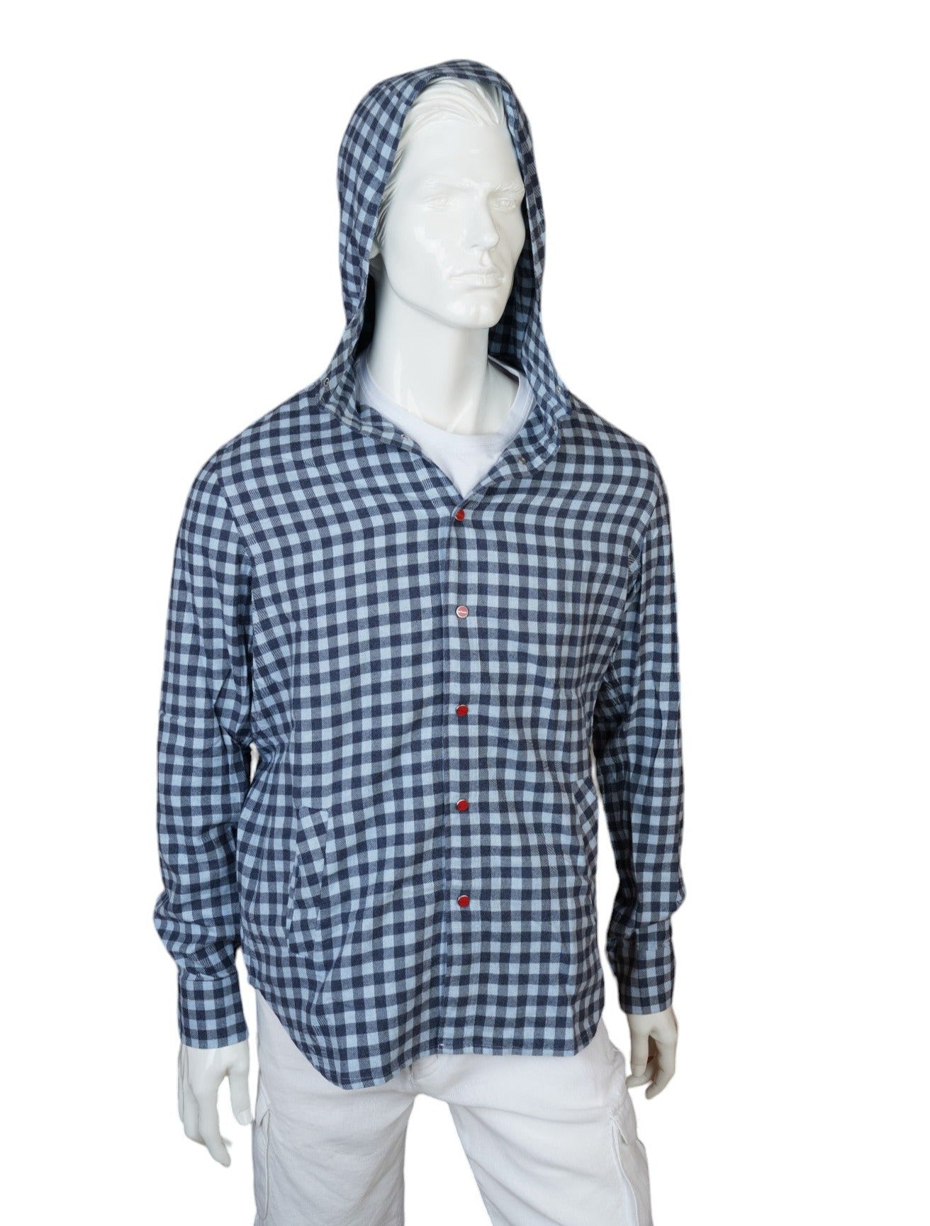 Kiton surchemise cachemire avec capuche bleu