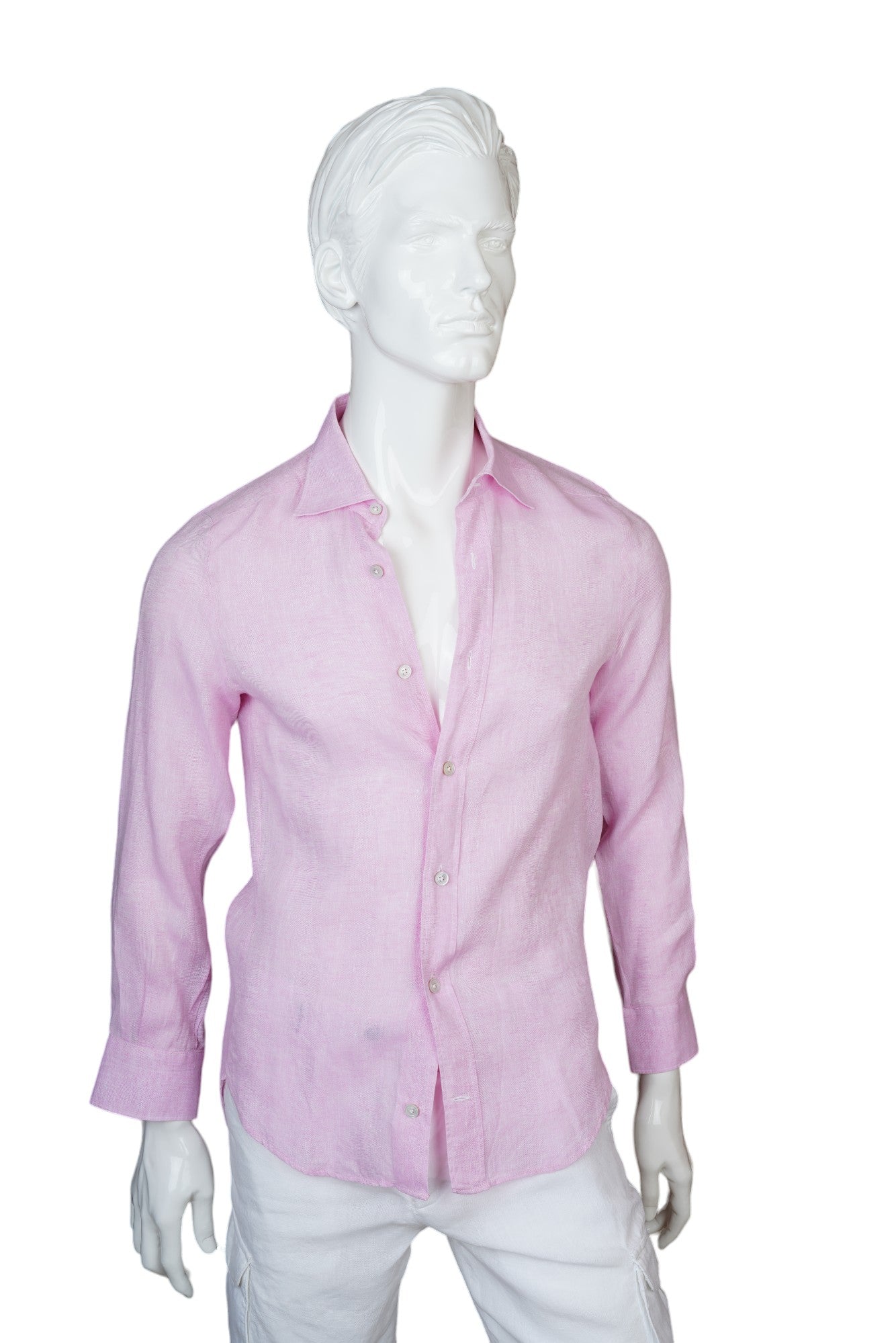 Kiton chemise rose en lin New Tailored Handmade S (XS)