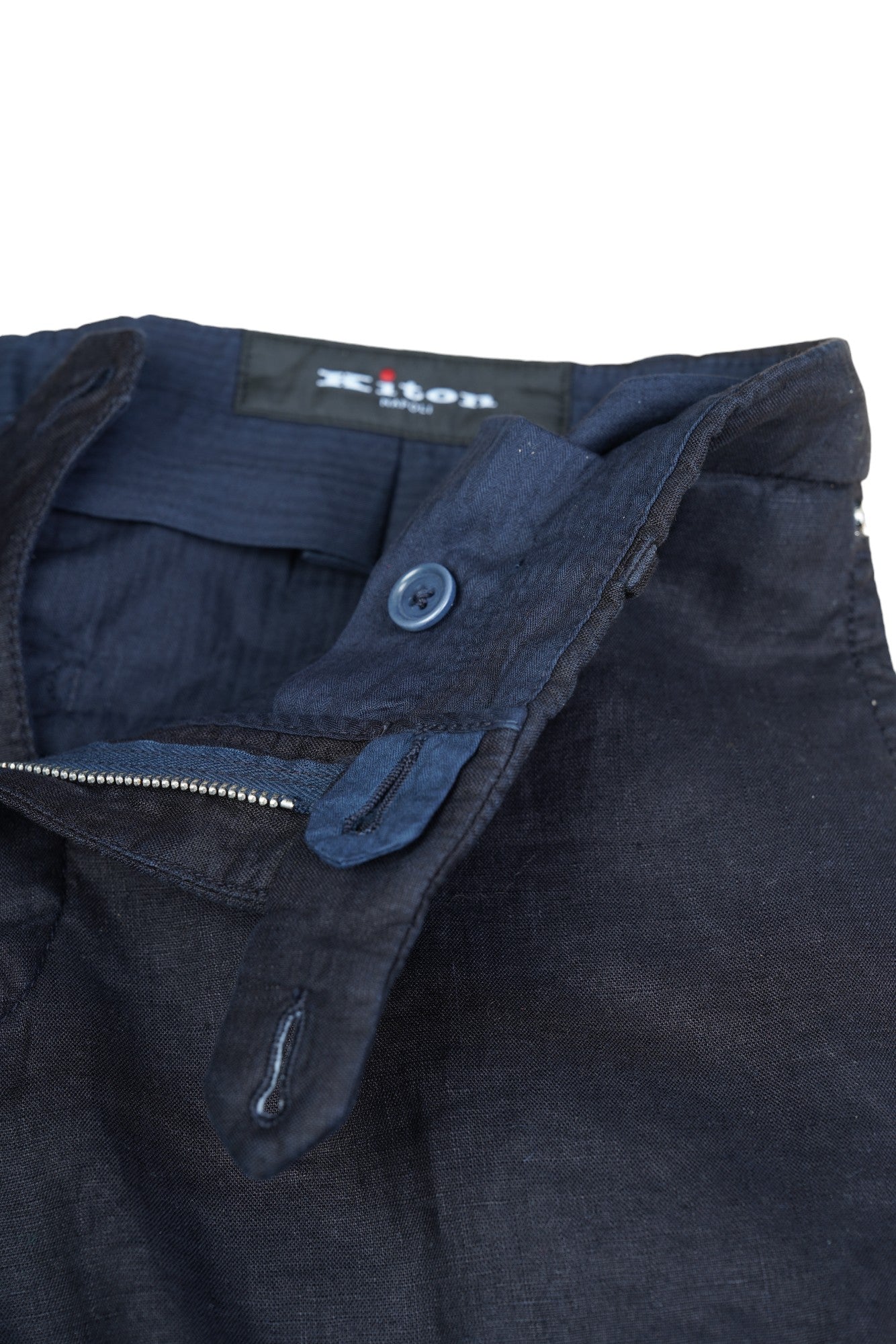 Kiton pantalon en lin noir nouveau 50 (34/35) avec le tissu à l'extérieur
