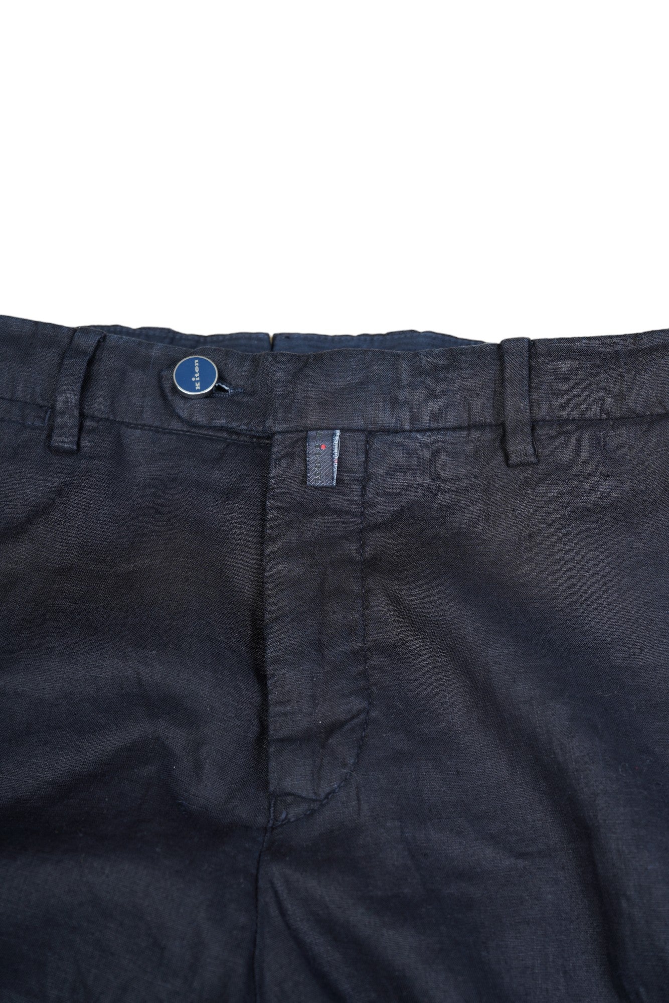 Kiton pantalon en lin noir nouveau 50 (34/35) avec le tissu à l'extérieur