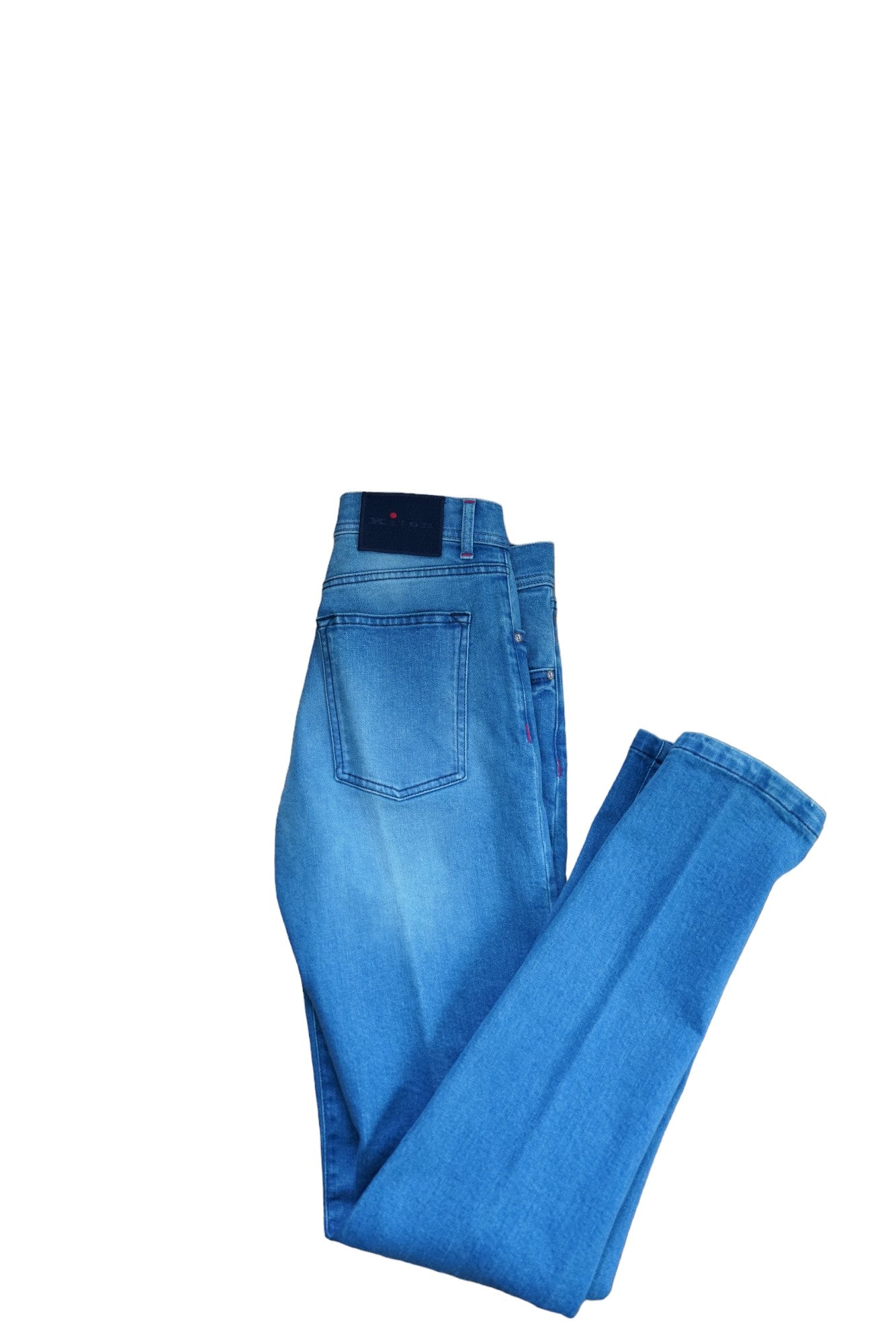 Kiton Jeans bleu Japan Denim détruit détails