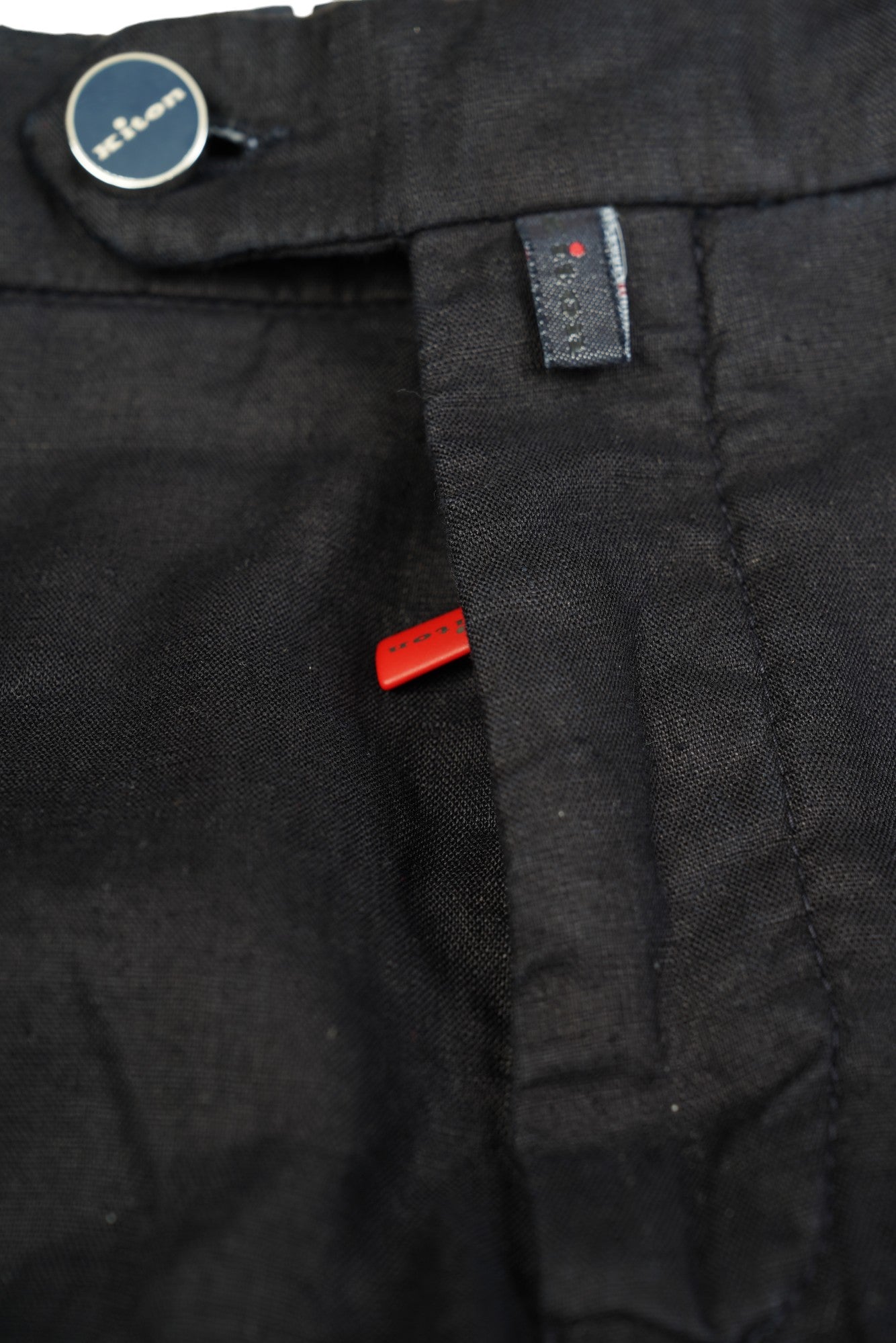 Kiton pantalon en lin noir nouveau 50 (34/35) avec le tissu à l'extérieur