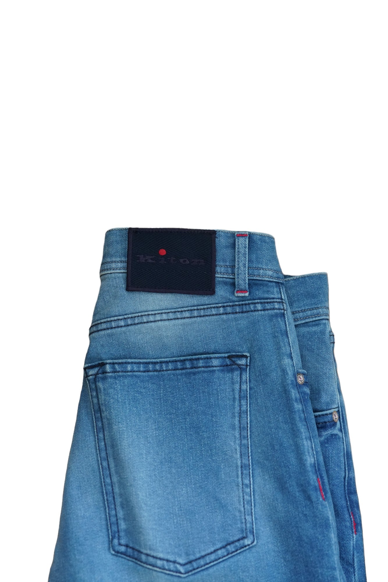 Kiton Jeans bleu Japan Denim détruit détails