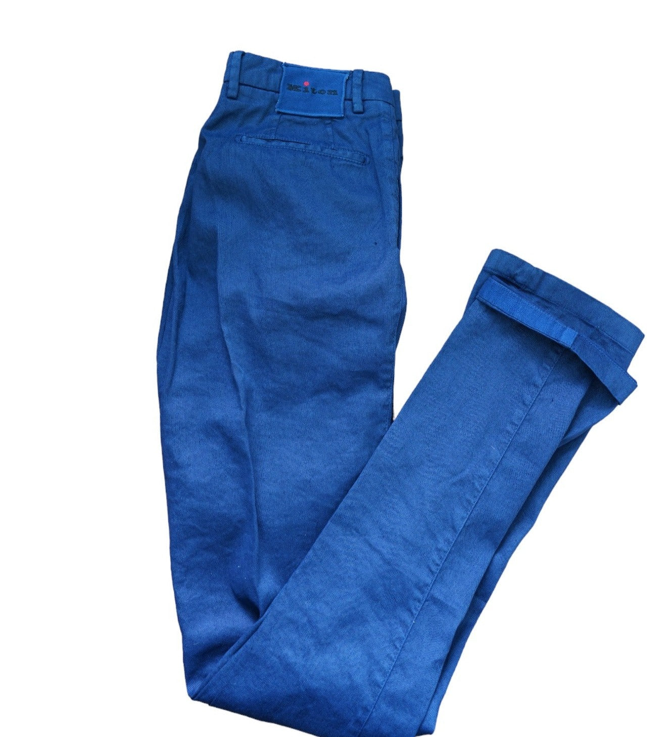 Kiton pantalon chino bleu 50 (34) mélange de lin nouvel été