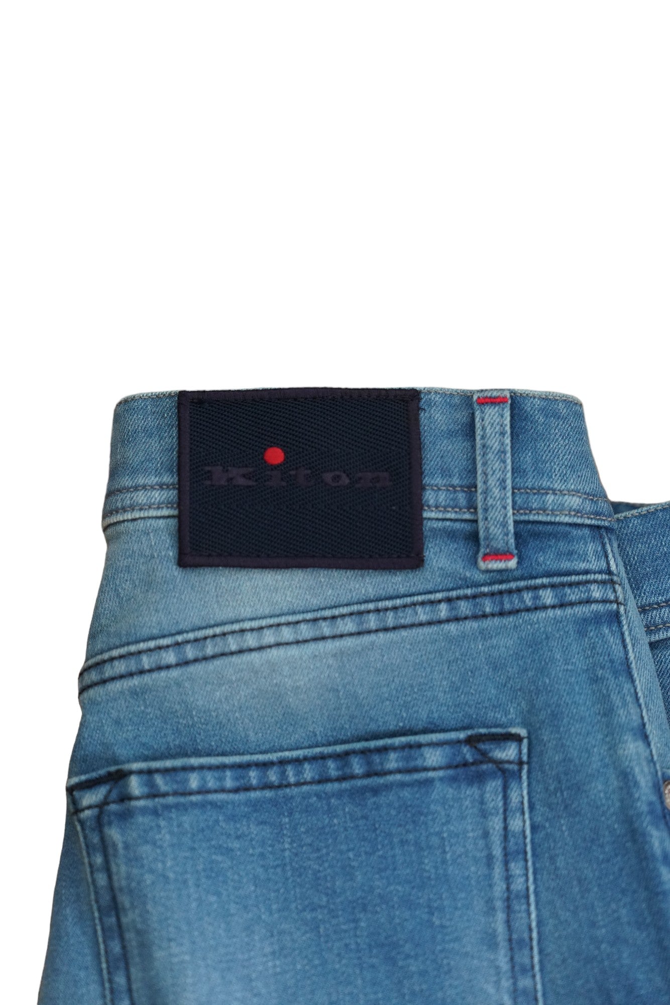 Kiton Jeans bleu Japan Denim détruit détails