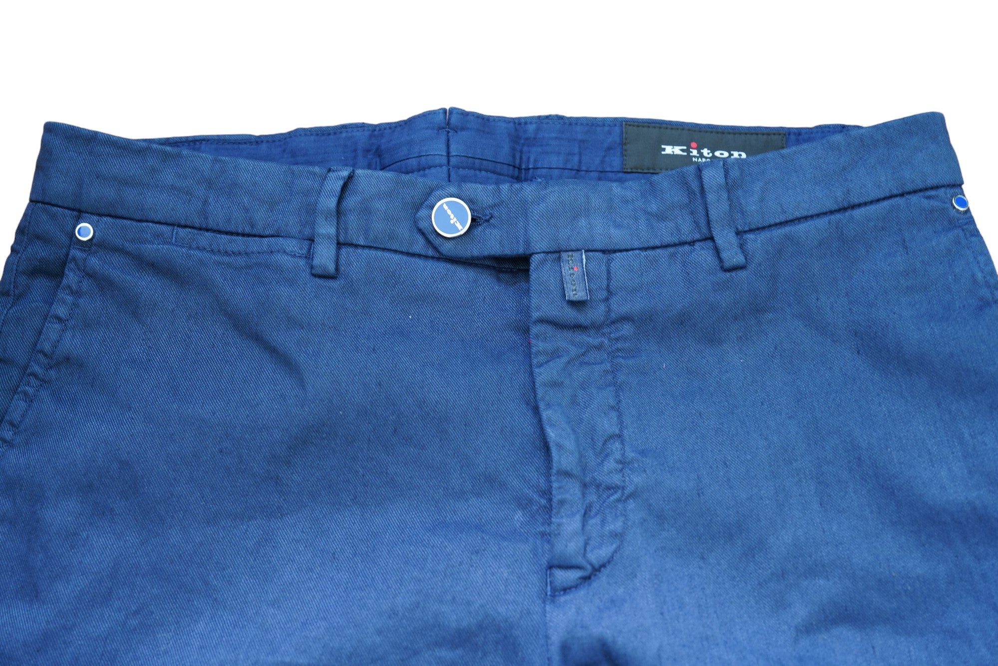 Kiton pantalon chino bleu 50 (34) mélange de lin nouvel été