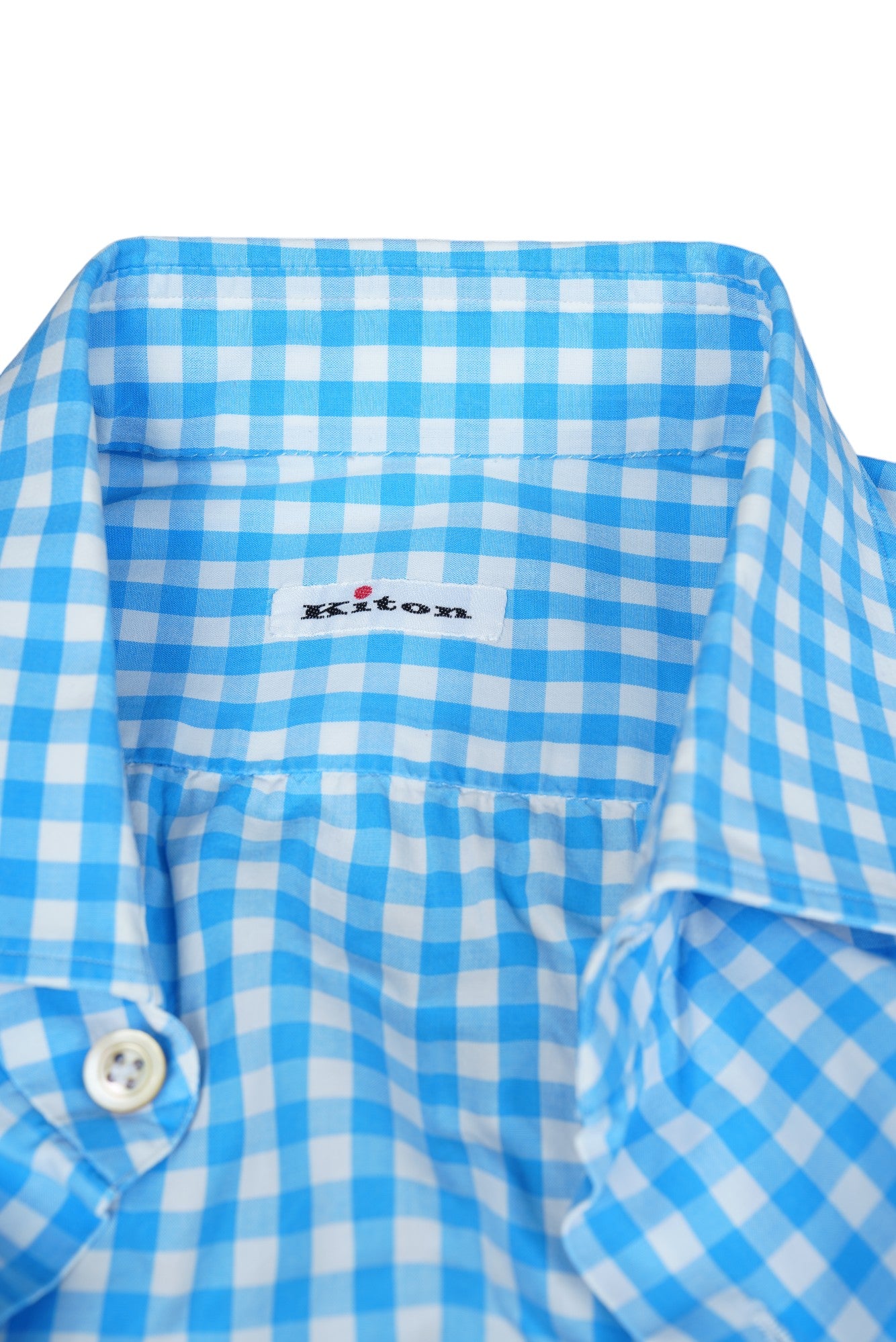 Chemise Kiton Carreaux Bleu Nouveau Sur Mesure Fait Main 39/40 (M)