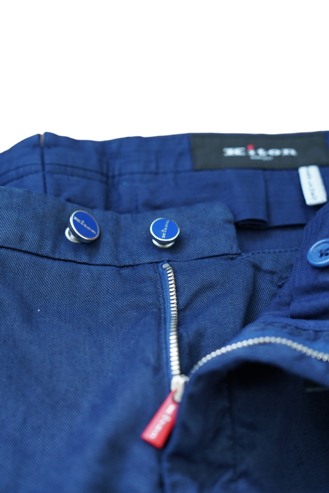 Kiton pantalon chino bleu 50 (34) mélange de lin nouvel été