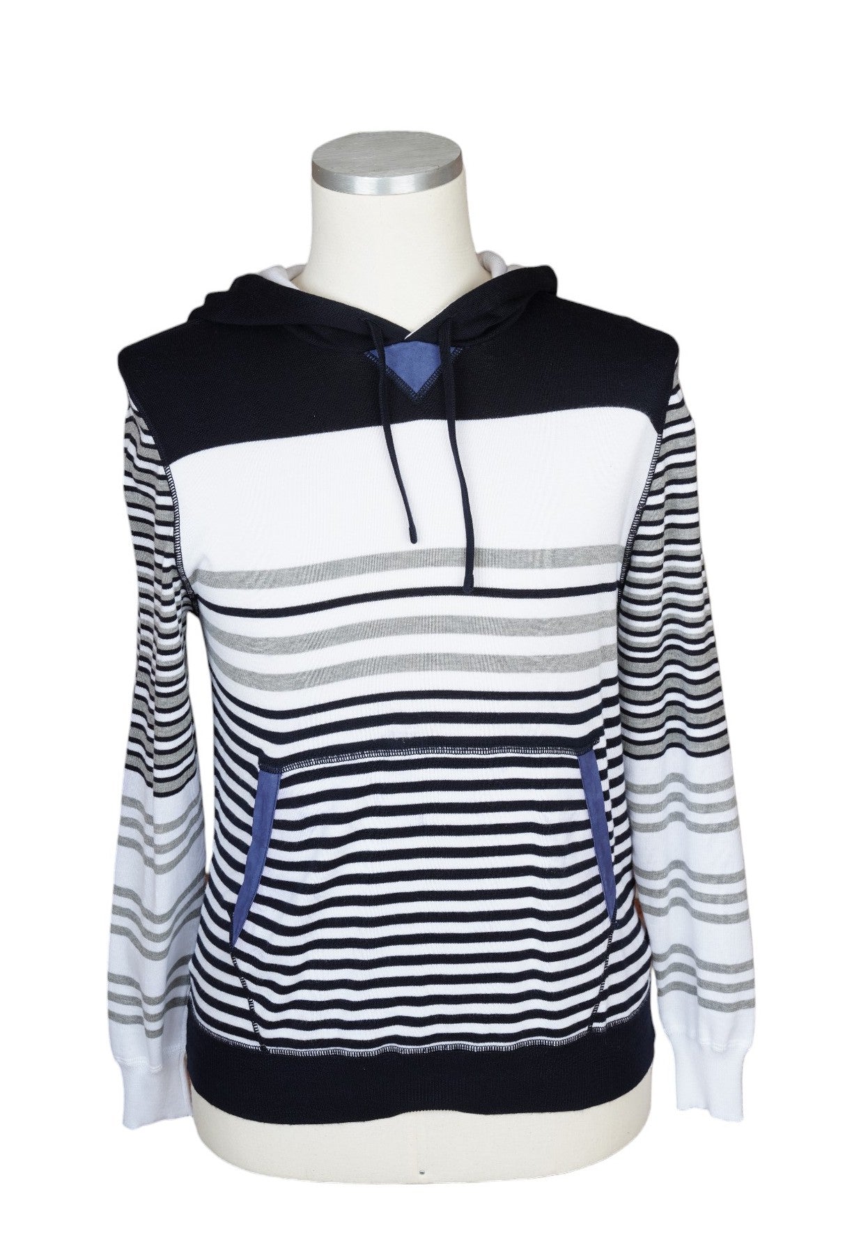 Kiton Pullover Baumwolle mit Leder und Kapuze weiß