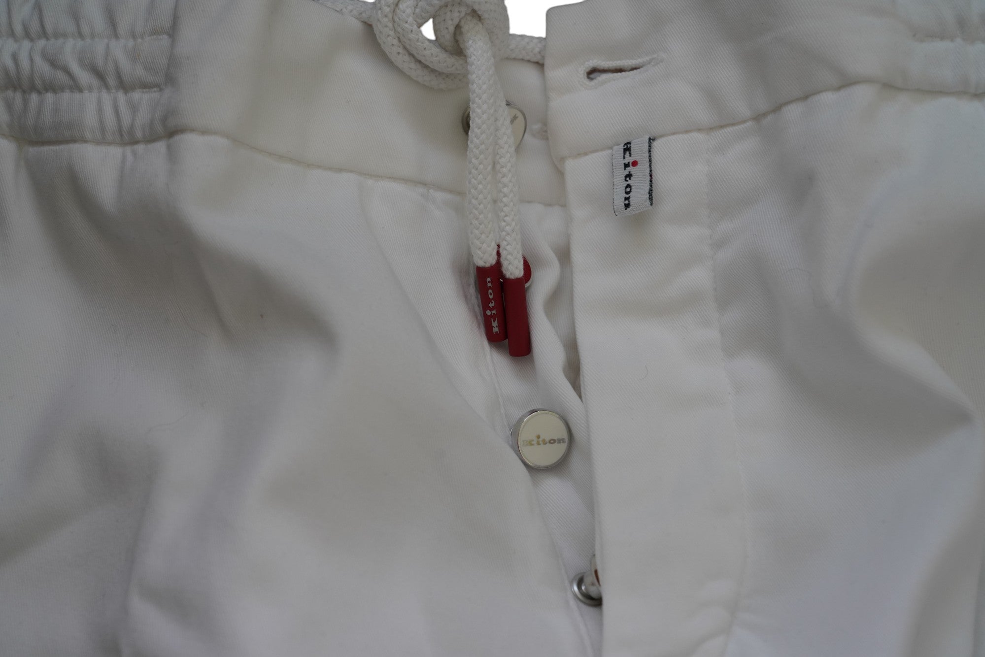 Kiton pantalon chino cargo blanc 31/32 avec cordon de serrage