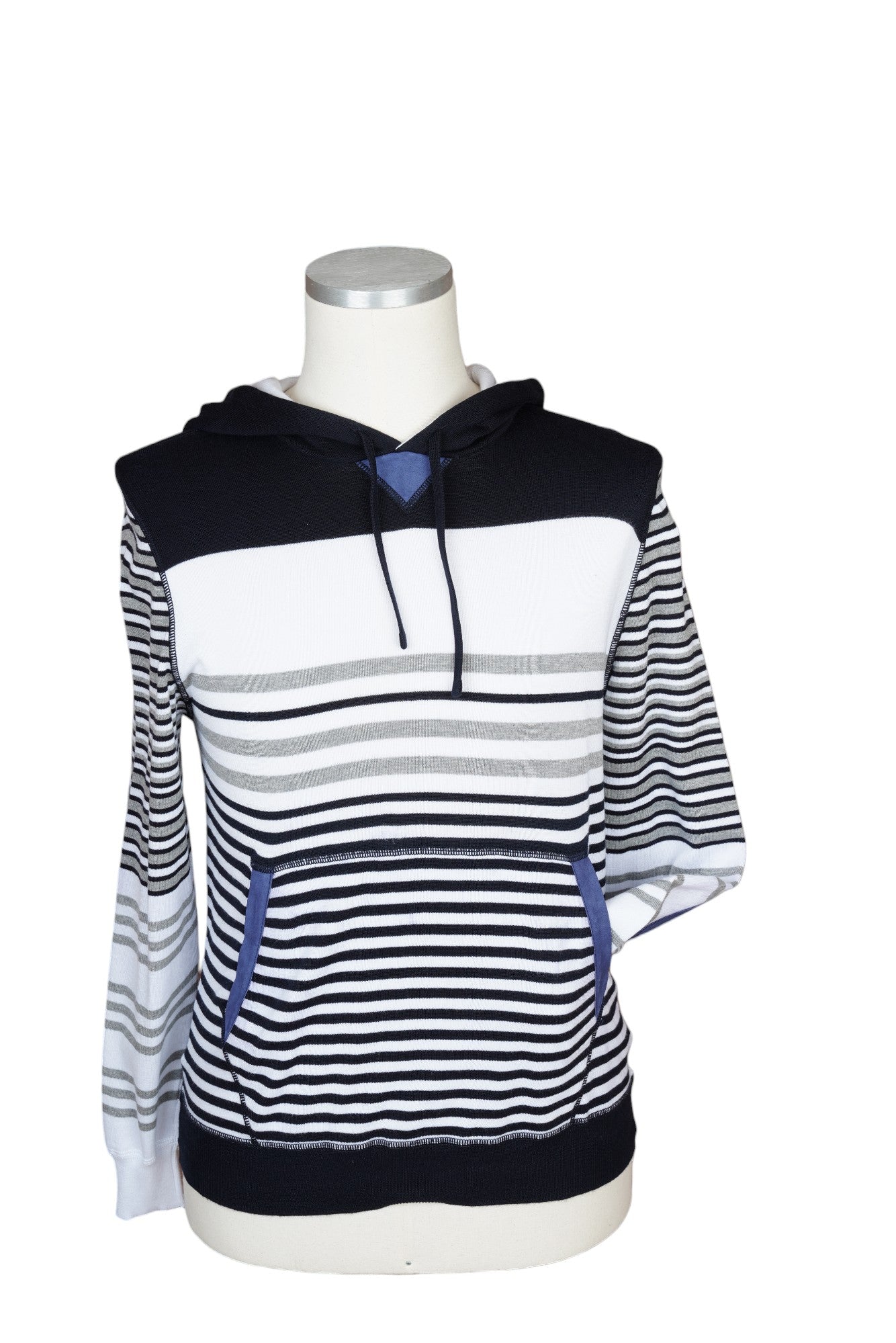 Kiton Pullover Baumwolle mit Leder und Kapuze weiß