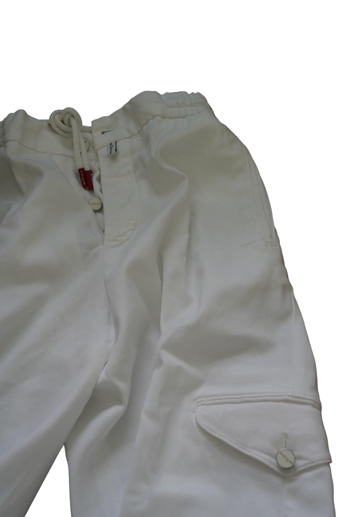 Kiton pantalon chino cargo blanc 31/32 avec cordon de serrage