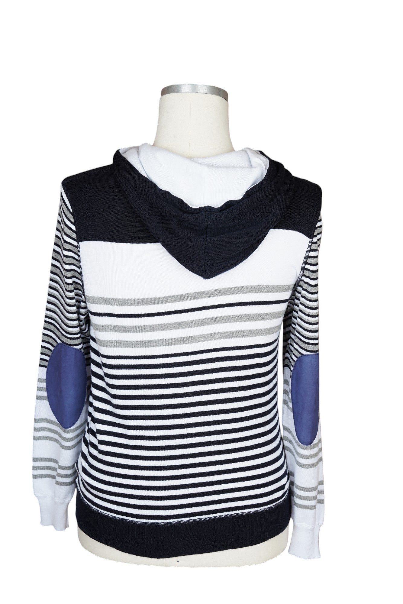 Kiton Pullover Baumwolle mit Leder und Kapuze weiß