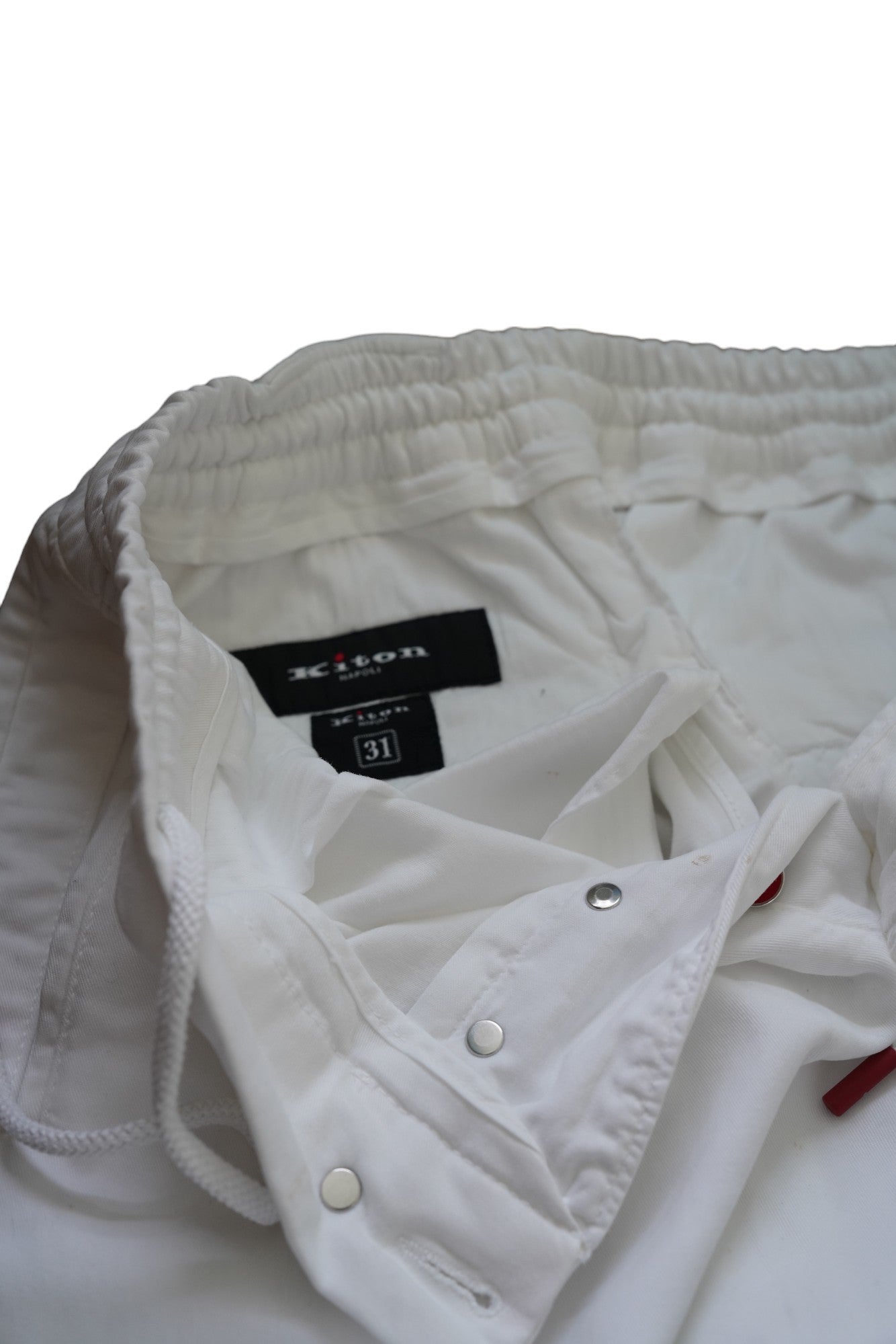 Kiton pantalon chino cargo blanc 31/32 avec cordon de serrage