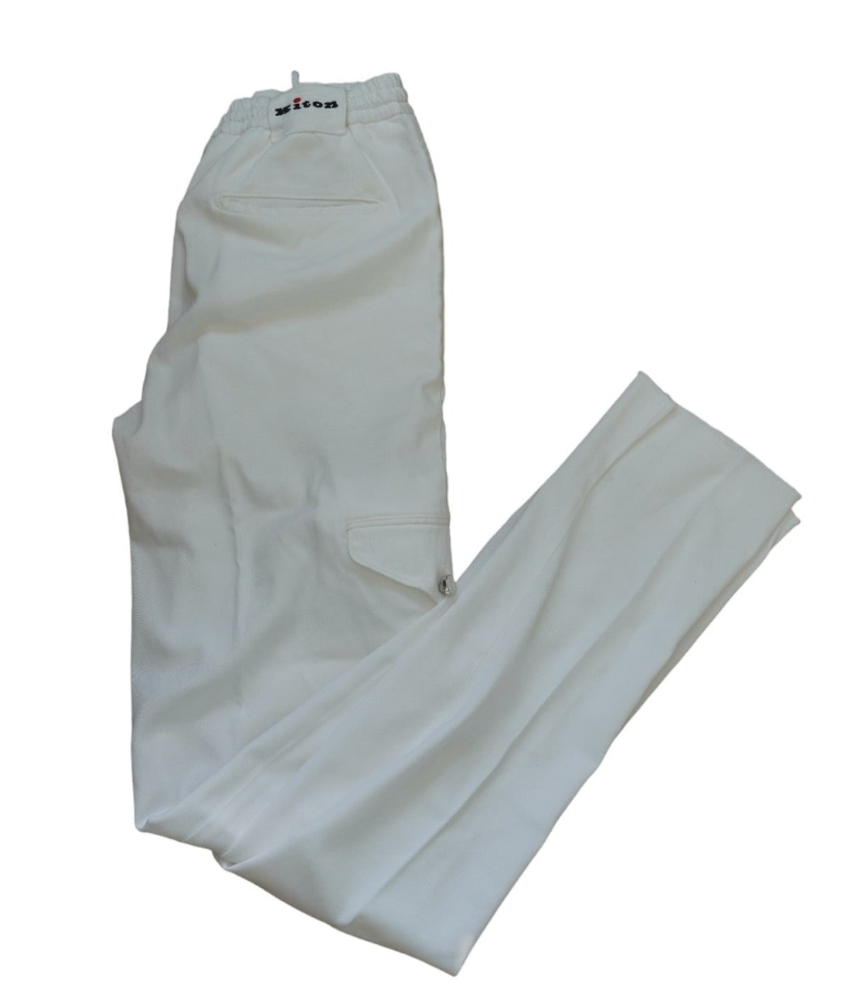 Kiton pantalon chino cargo blanc 31/32 avec cordon de serrage