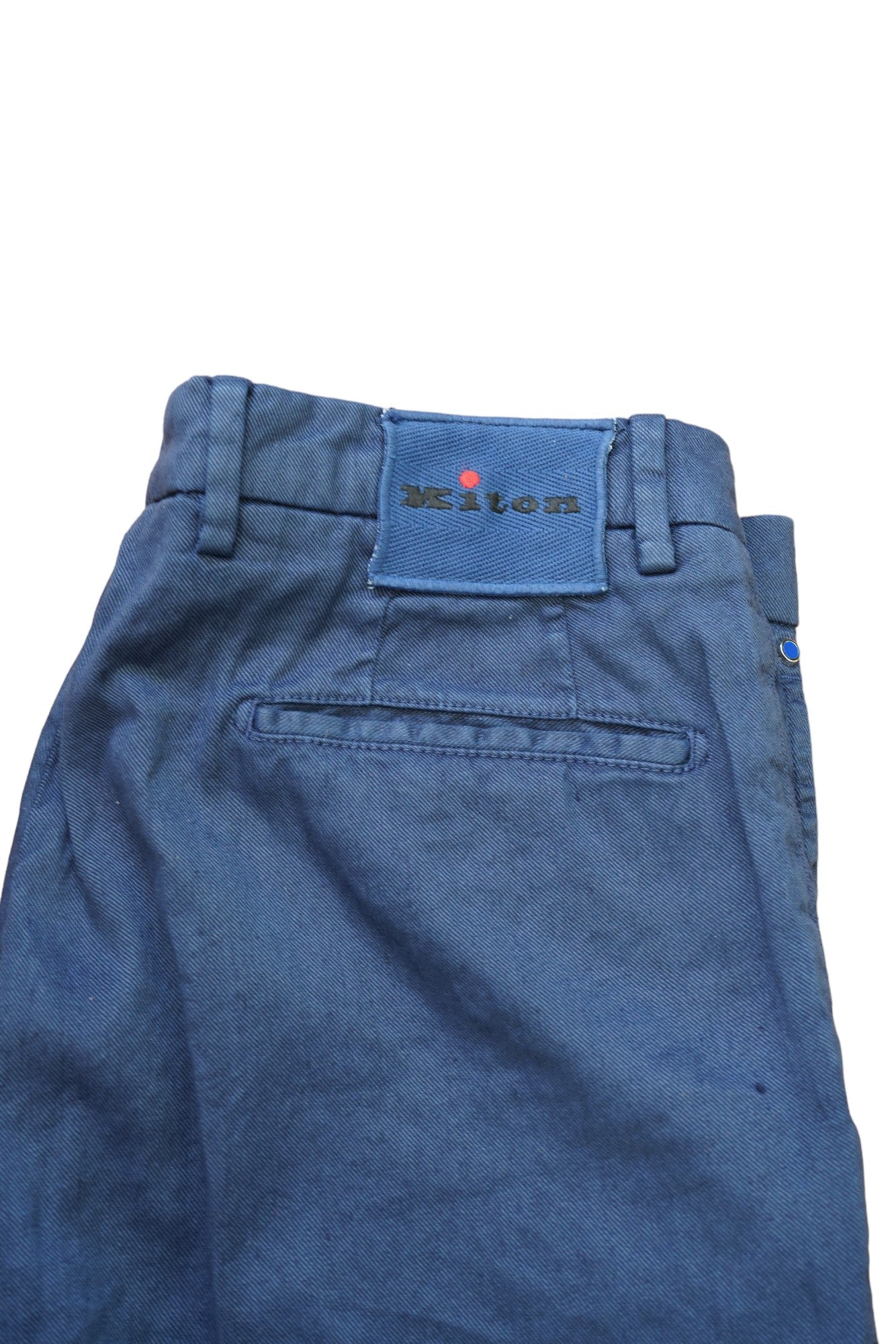 Kiton pantalon chino bleu 50 (34) mélange de lin nouvel été