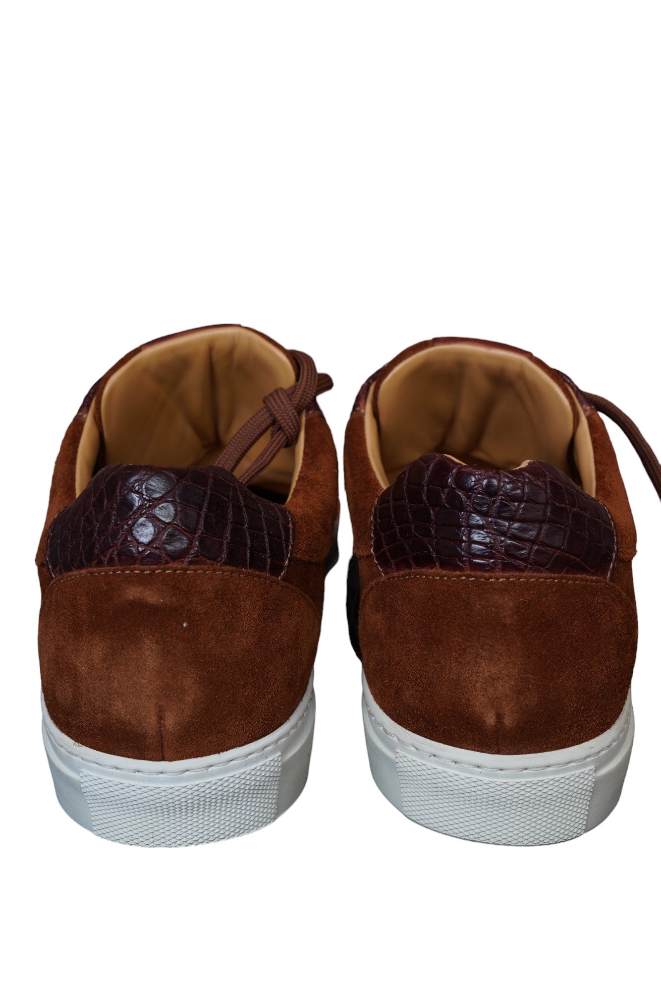 Brioni chaussures de sport crocodile daim 44 UK 10 nouvelles chaussures alligator marron