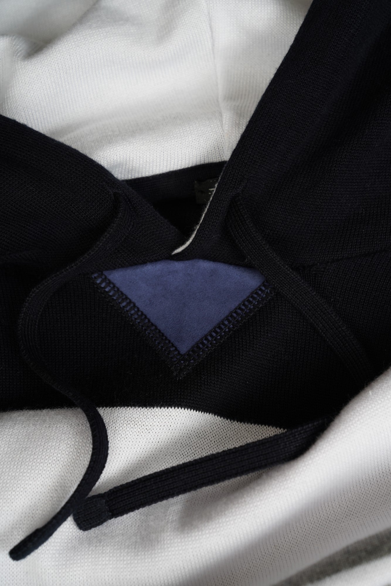 Kiton Pullover Baumwolle mit Leder und Kapuze weiß