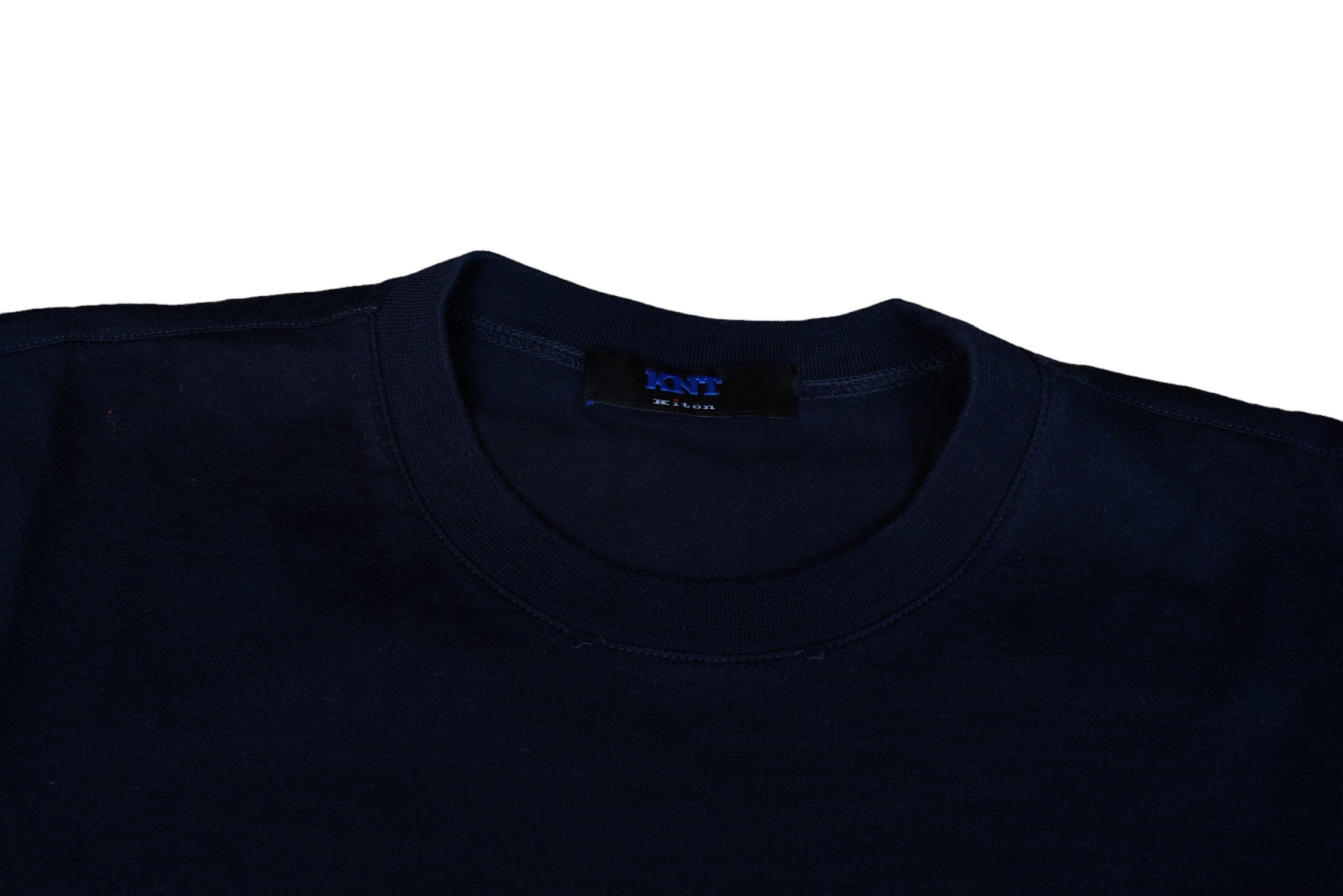 Kiton KNT T-shirt Bleu Coton brodé à la main