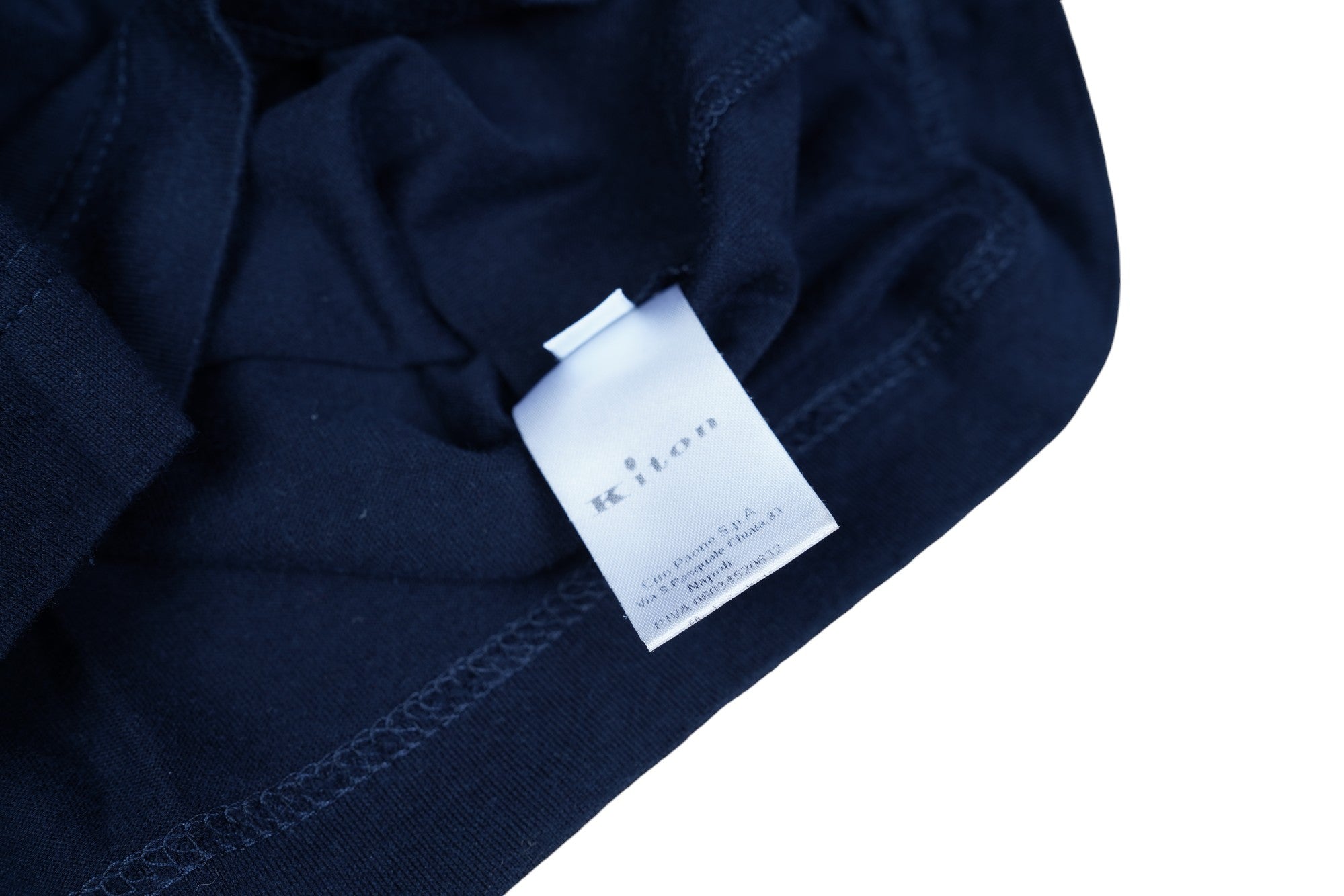 Kiton KNT T-shirt Bleu Coton brodé à la main