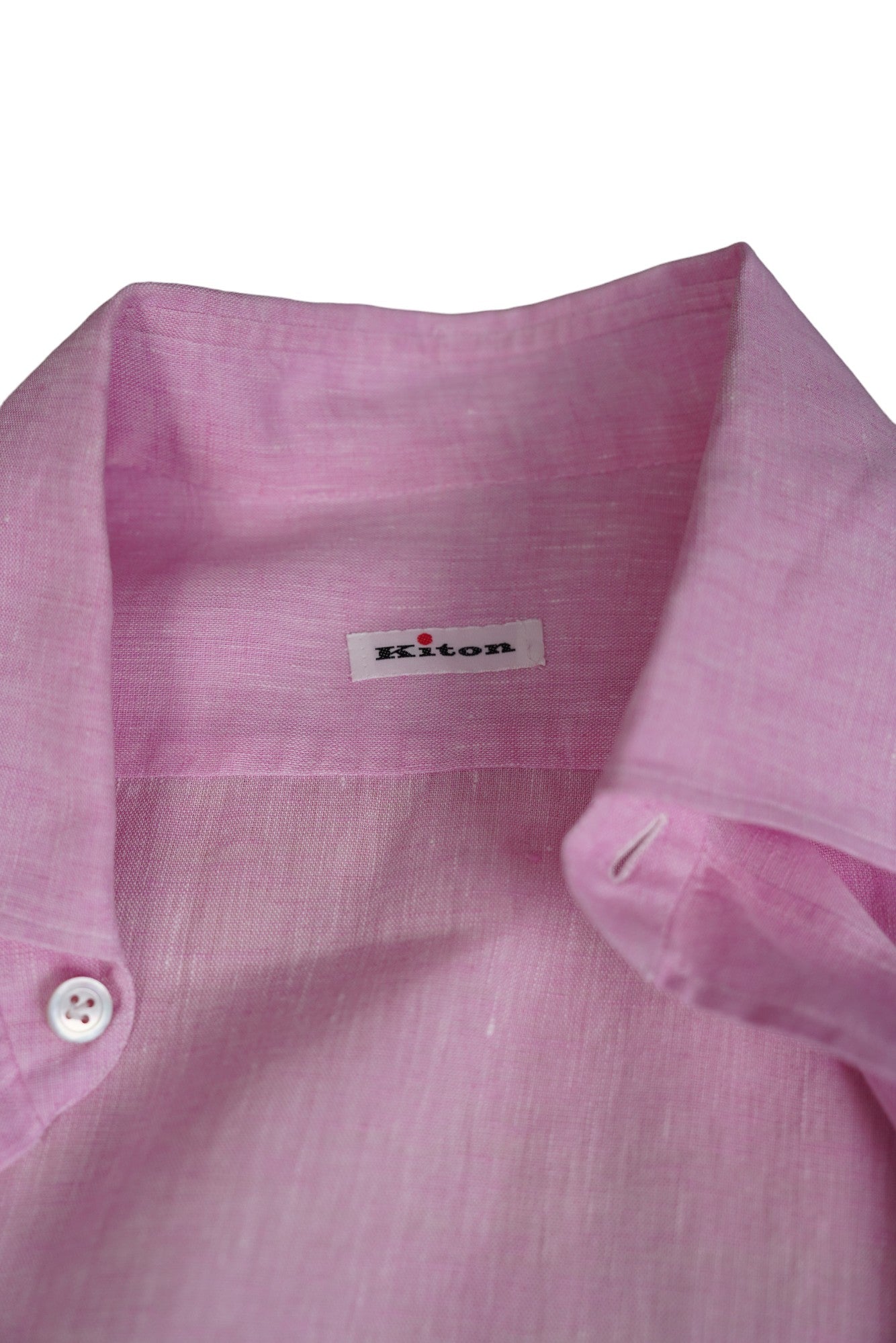 Kiton chemise rose en lin New Tailored Handmade S (XS)