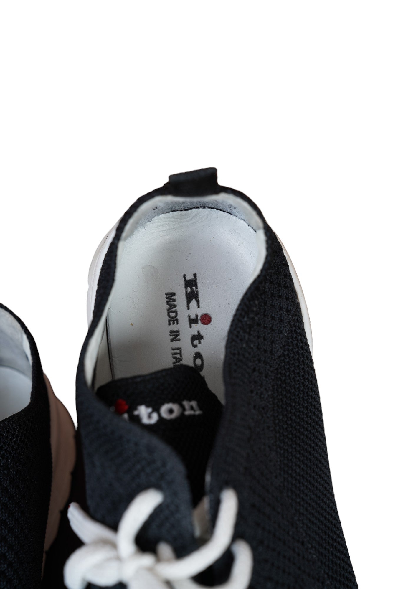 Kiton Chaussures de sport en coton peu usées Mesh noir 43