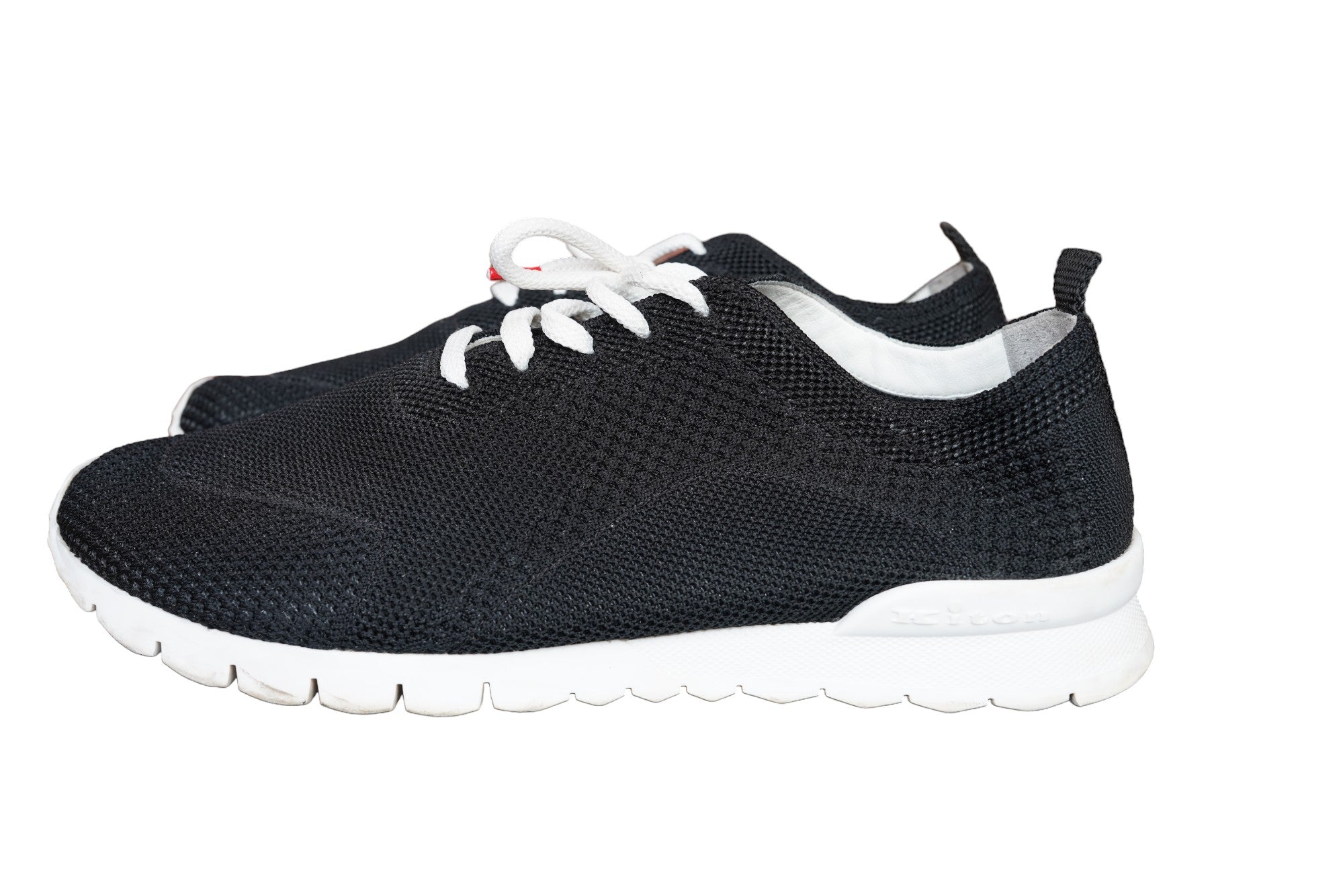 Kiton Chaussures de sport en coton peu usées Mesh noir 43