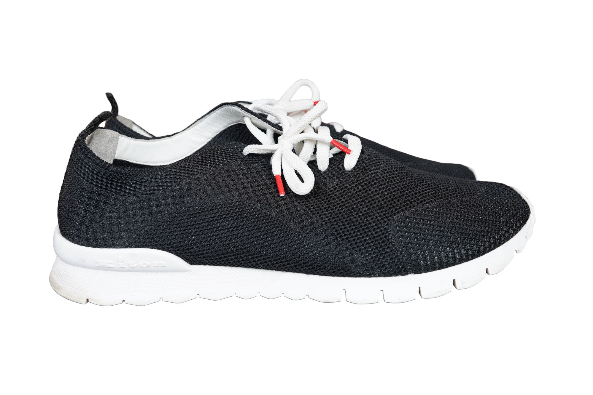 Kiton Chaussures de sport en coton peu usées Mesh noir 43