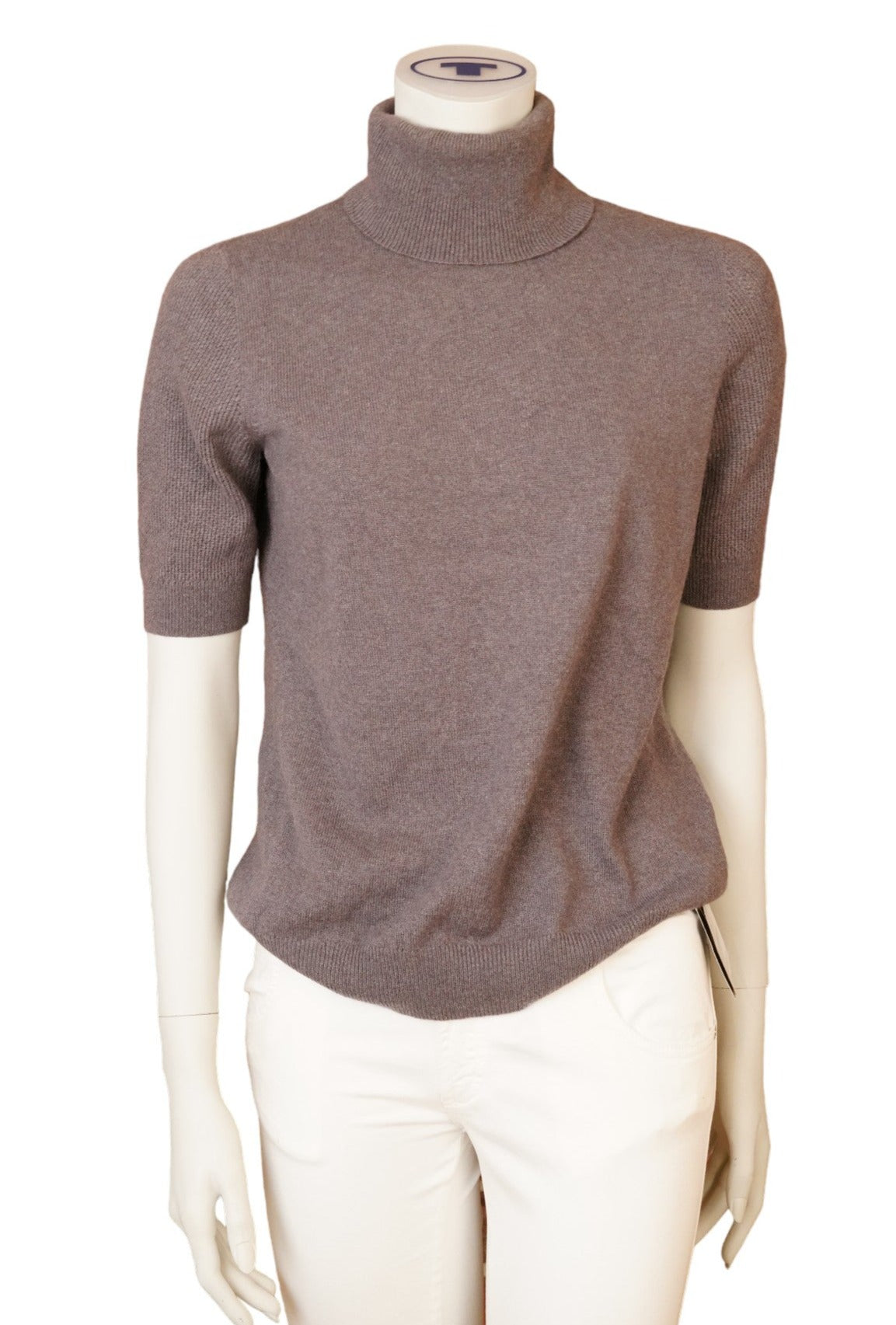 Loro Piana Pull à col roulé Cachemire manches courtes L