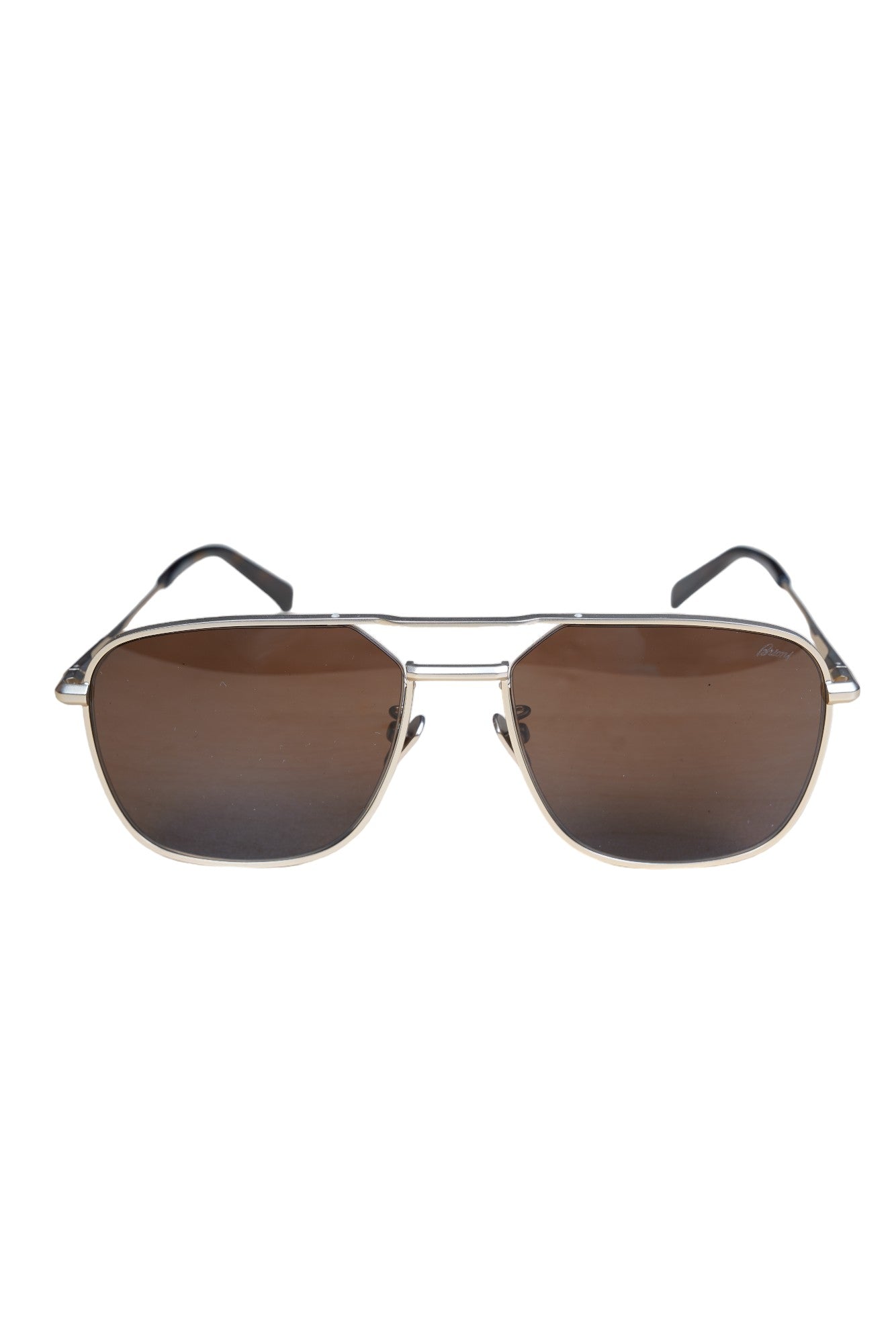 Brioni Lunettes de soleil BR 0067S en titane avec double pont or