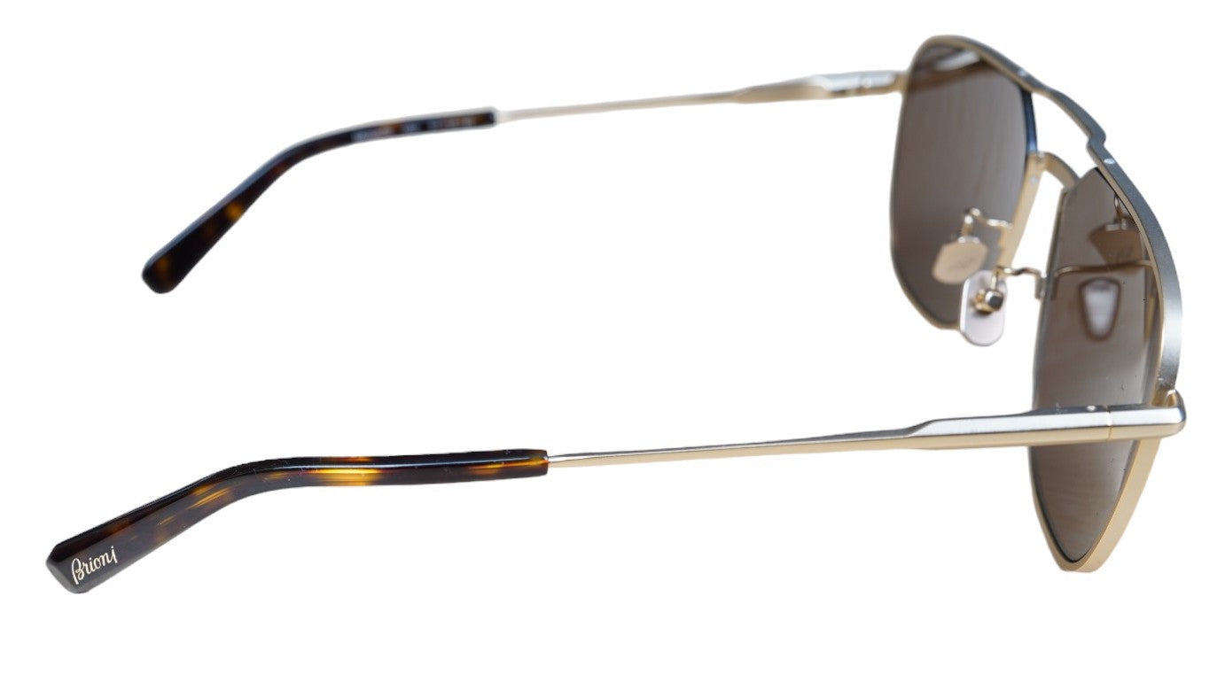 Brioni Lunettes de soleil BR 0067S en titane avec double pont or