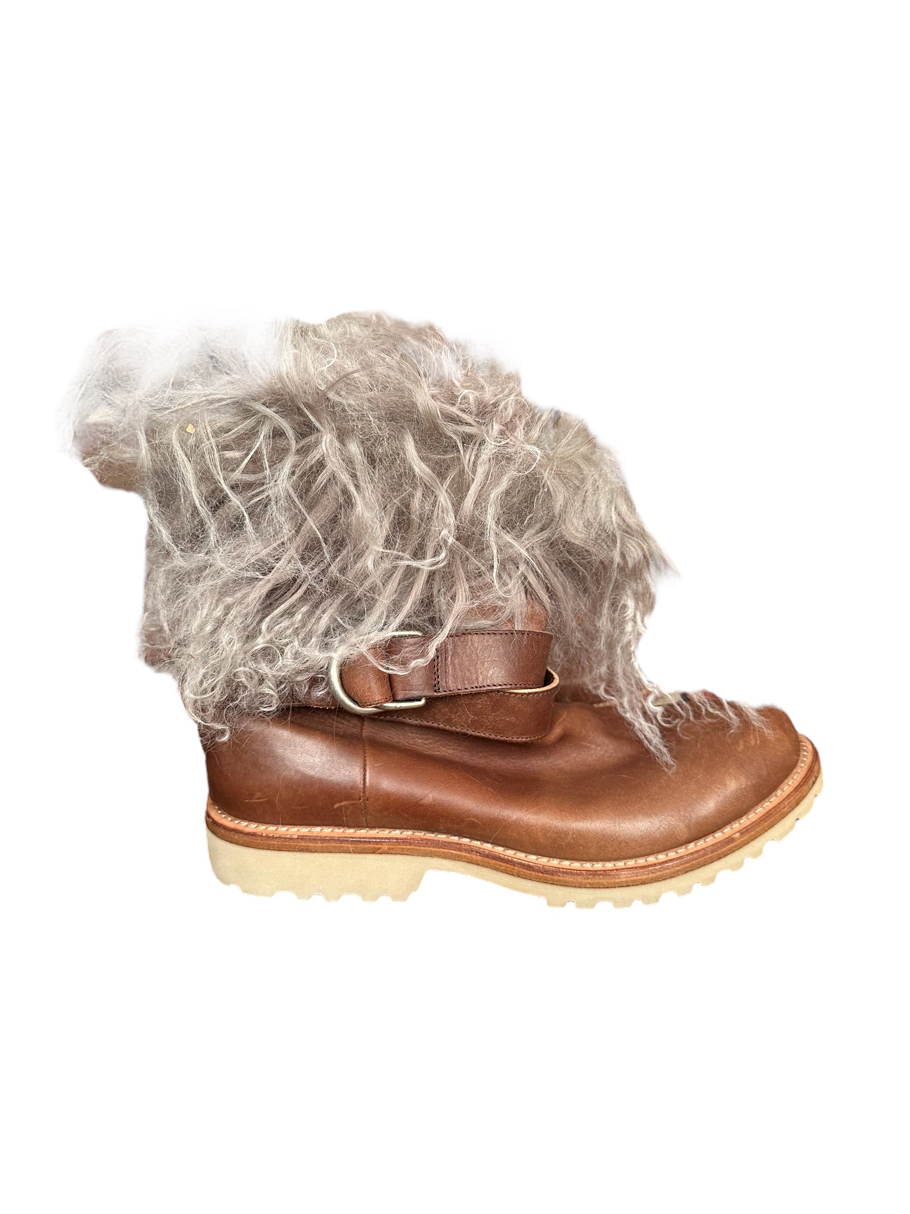 Brunello Cucinelli Chaussures Bottes en cuir de veau pour femmes avec fourrure/doublure de cachemire
