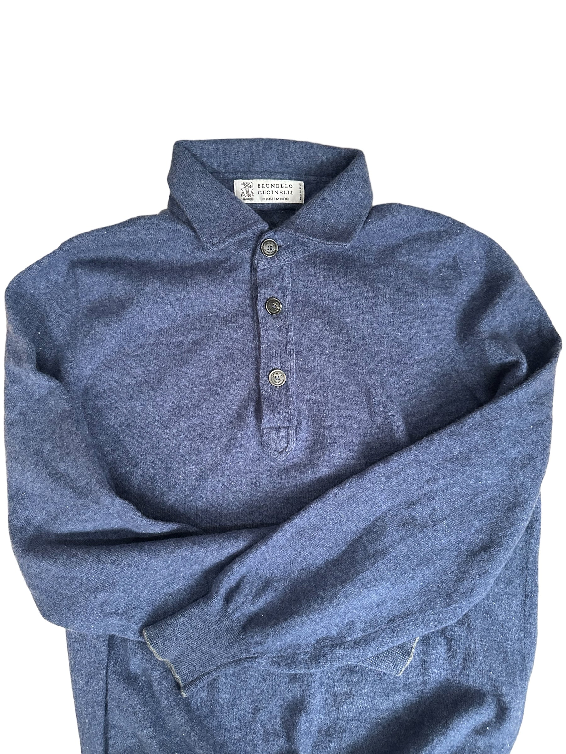 Brunello Cucinelli Pull en cachemire avec patte de boutonnage Nouveau