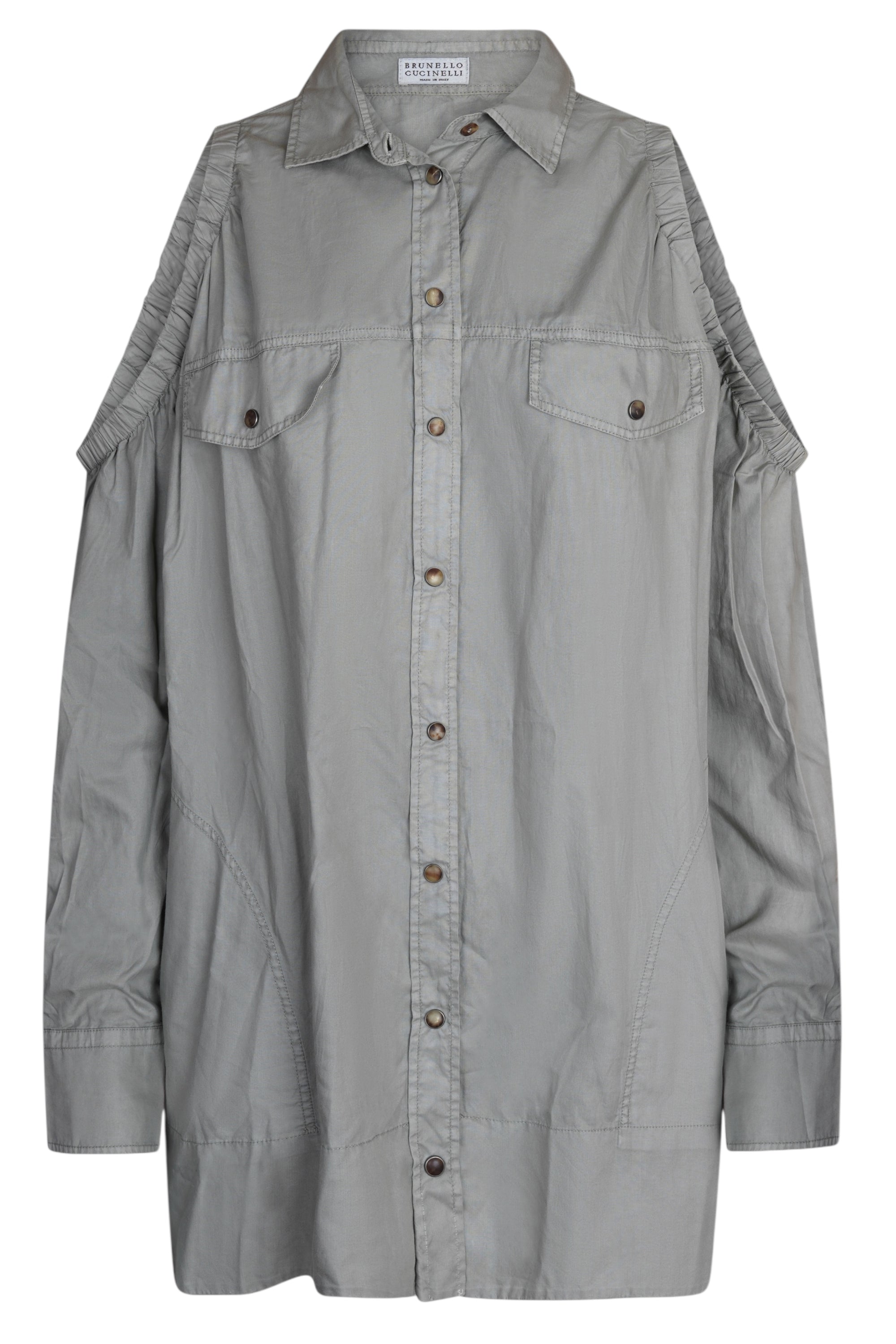Brunello Cucinelli Bluse Hemd schulterfrei Baumwolle Oversize