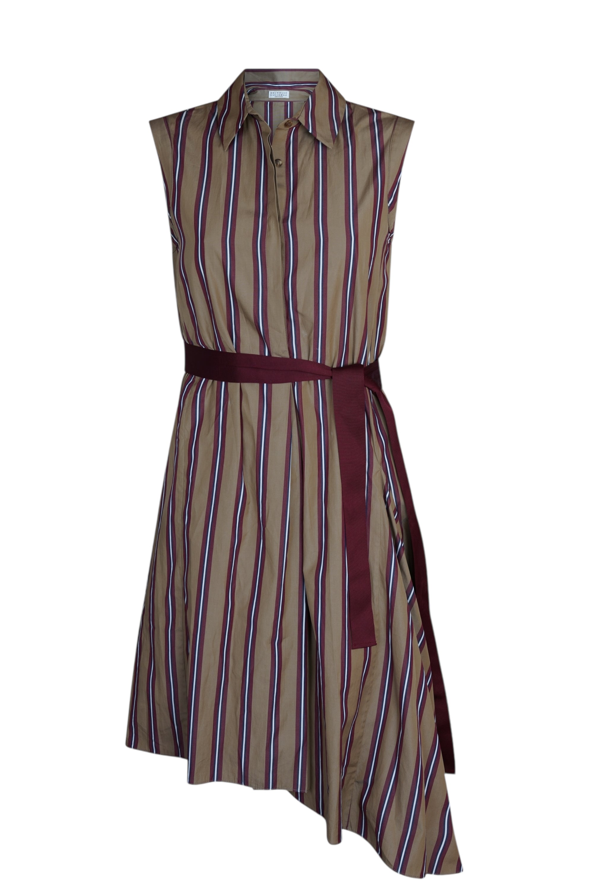 Brunello Cucinelli Kleid aus Baumwolle mit Seidengürtel sommerliches Hemdblusenkleid