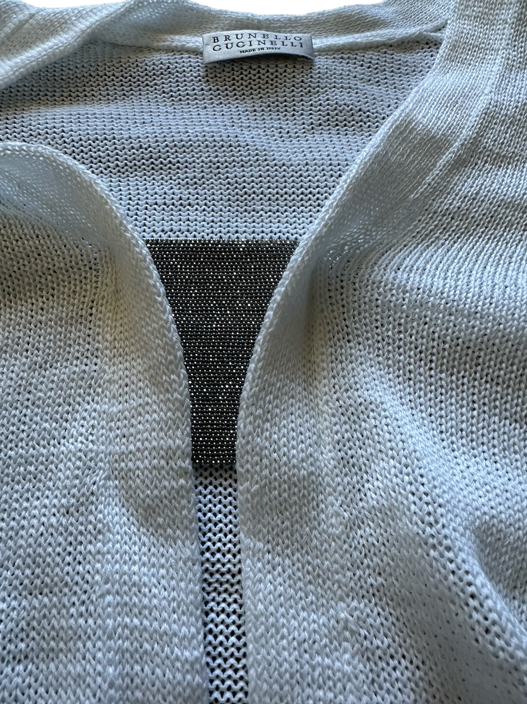 Brunello Cucinelli Strick Pullover Shirt Kurzarm Dazzling aus Leinen mit Monili Oversize
