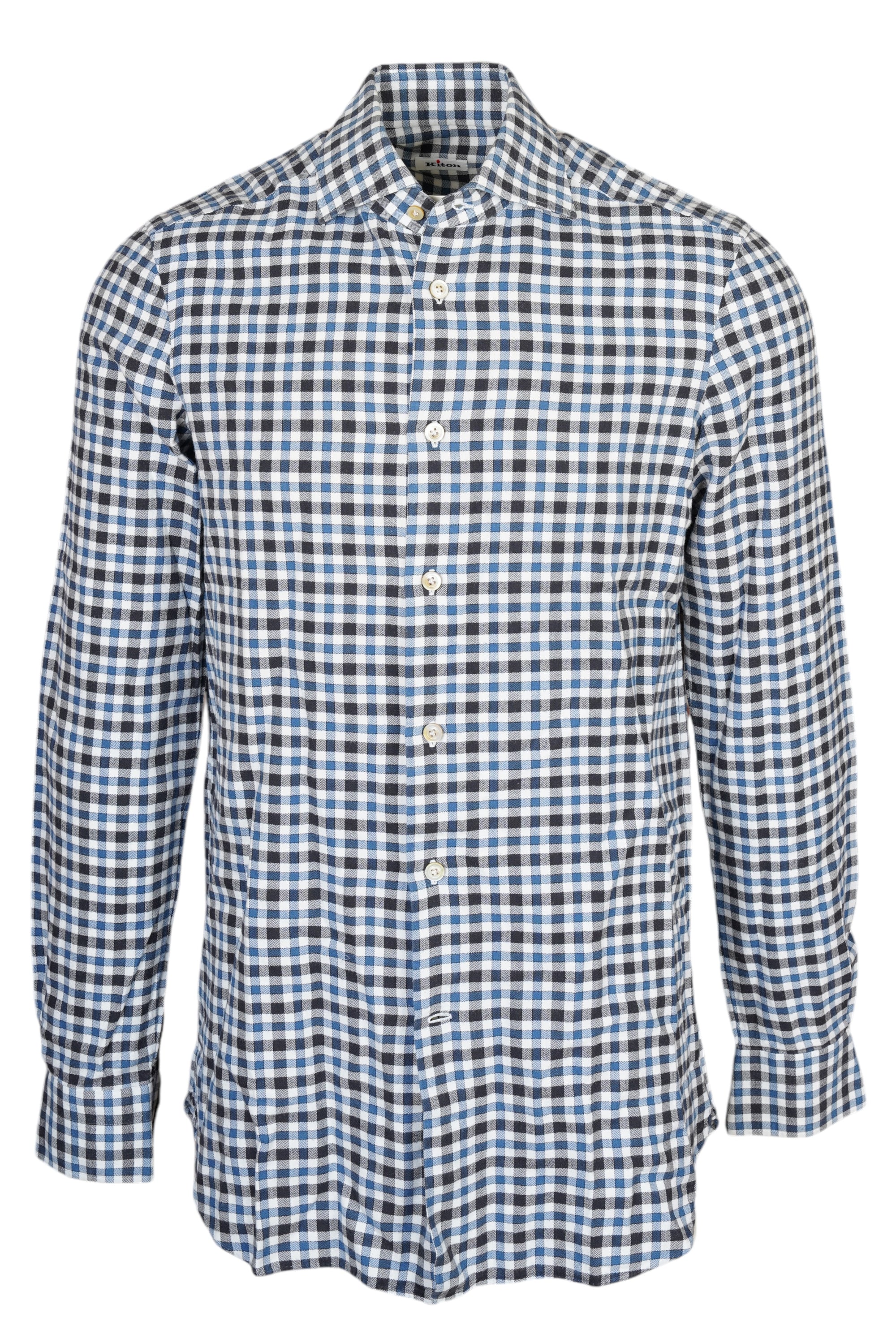 Kiton chemise à carreaux bleu New Tailored Handmade Lumberjack 39/40 (M)
