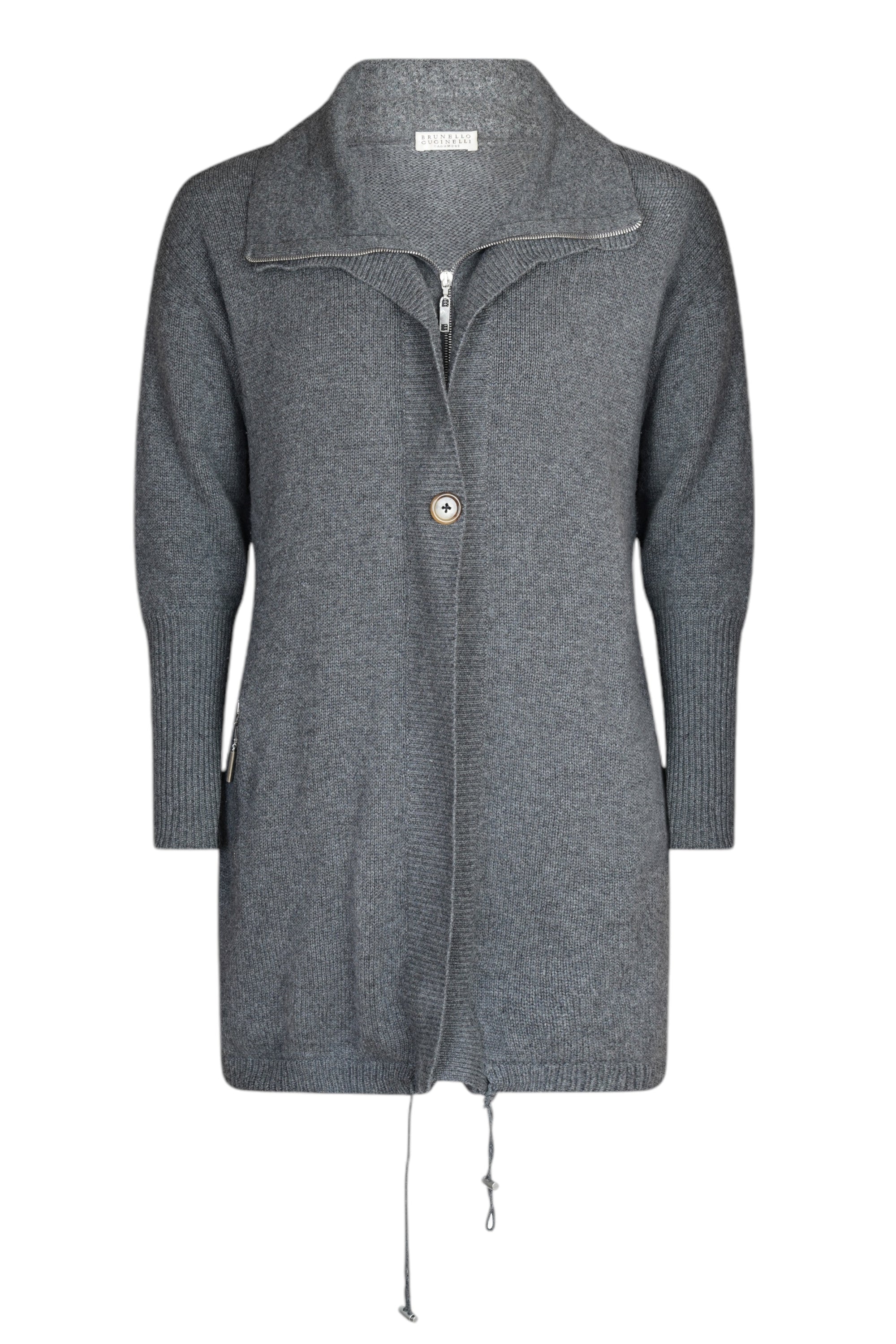 Brunello Cucinelli manteau en tricot cachemire femme gris