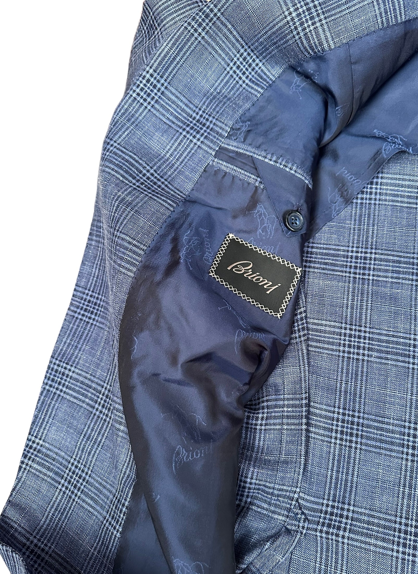 Brioni Veste Blazer bleu 52 nouveau Veste d'été soie/lin