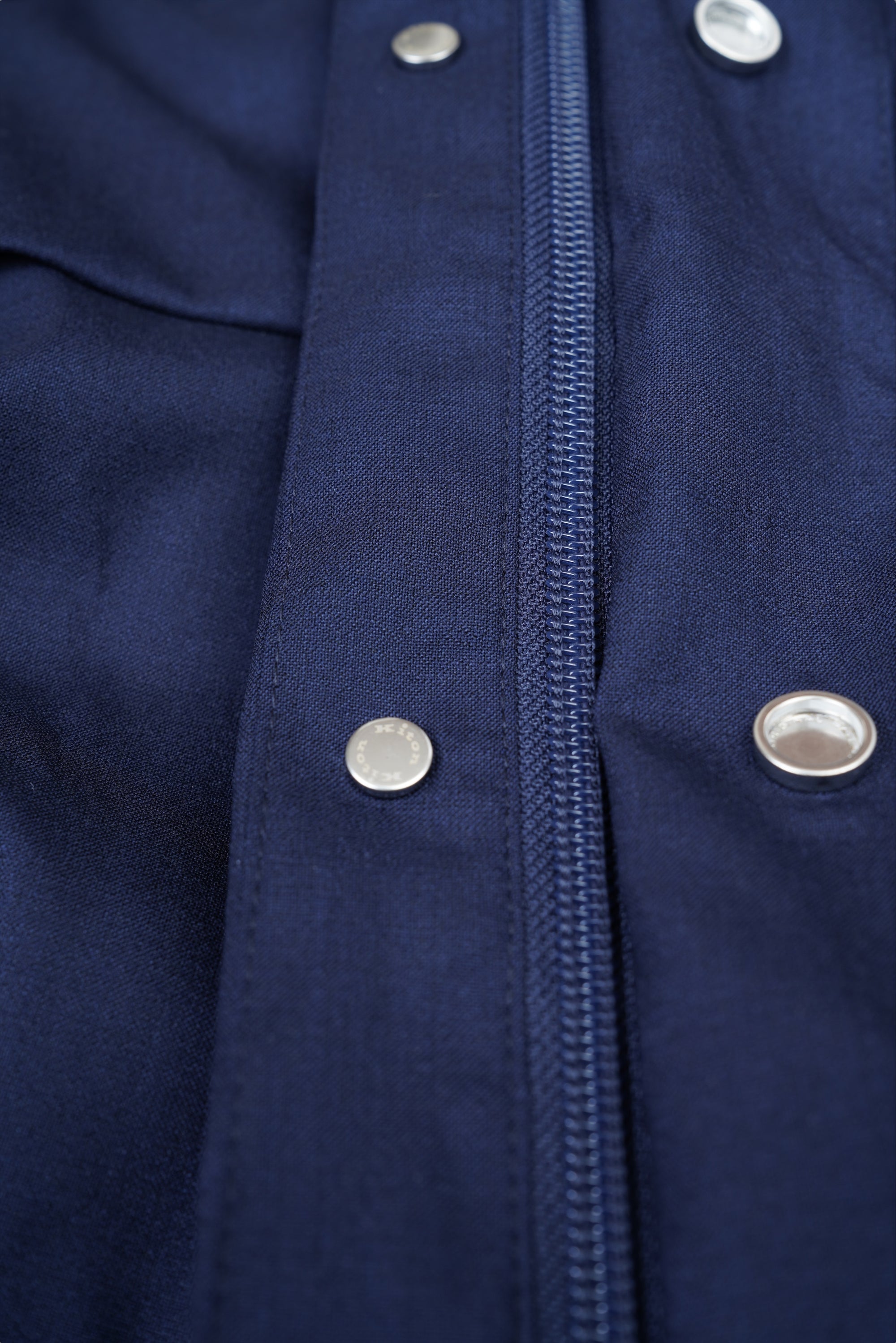 Veste-chemise Kiton Veste homme en laine bleue avec boutons-pression et fermeture éclair dissimulée